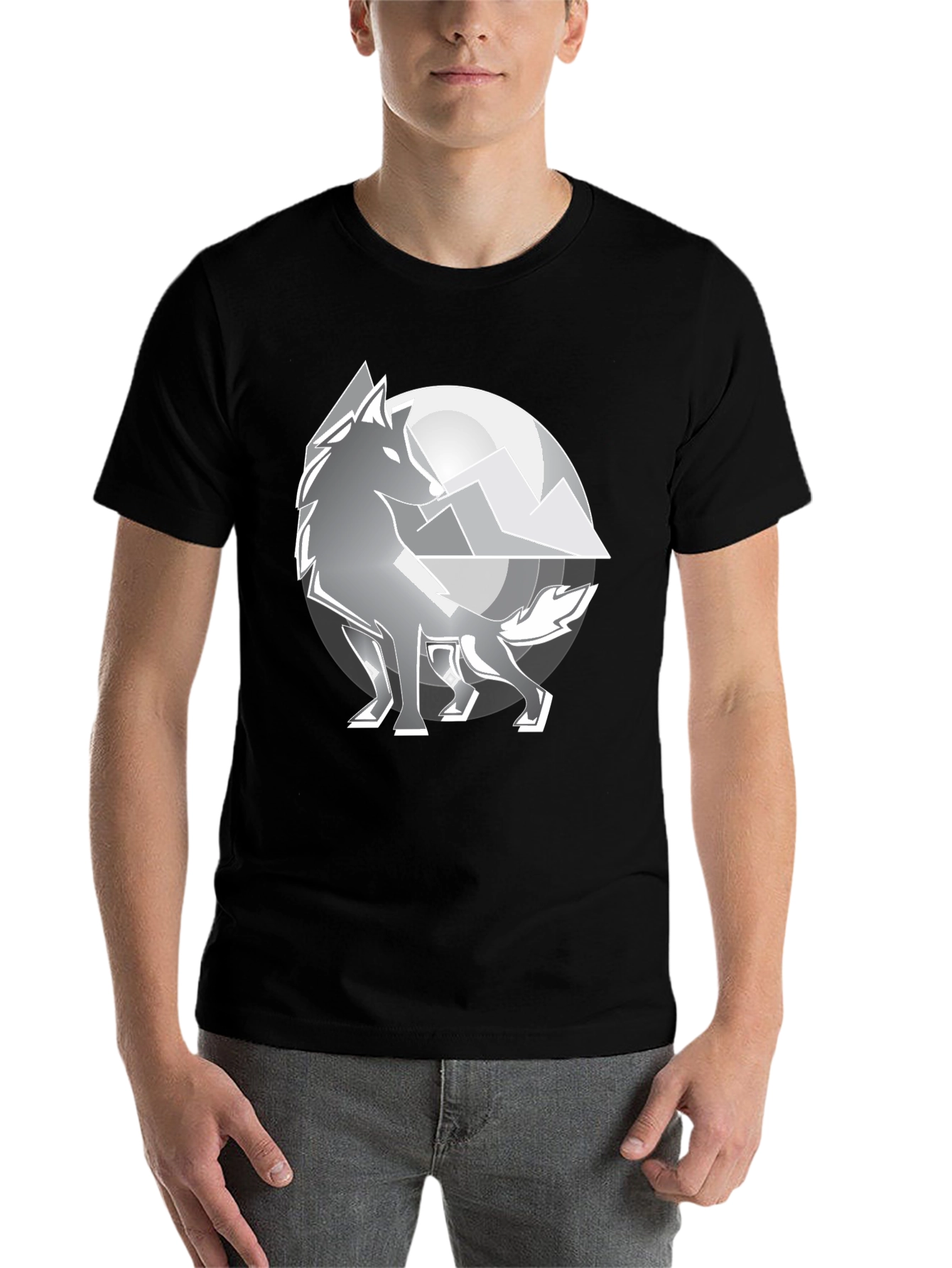 Black Wolf Moon Graphic T-Shirt - Cool Men's Black Tee view 7