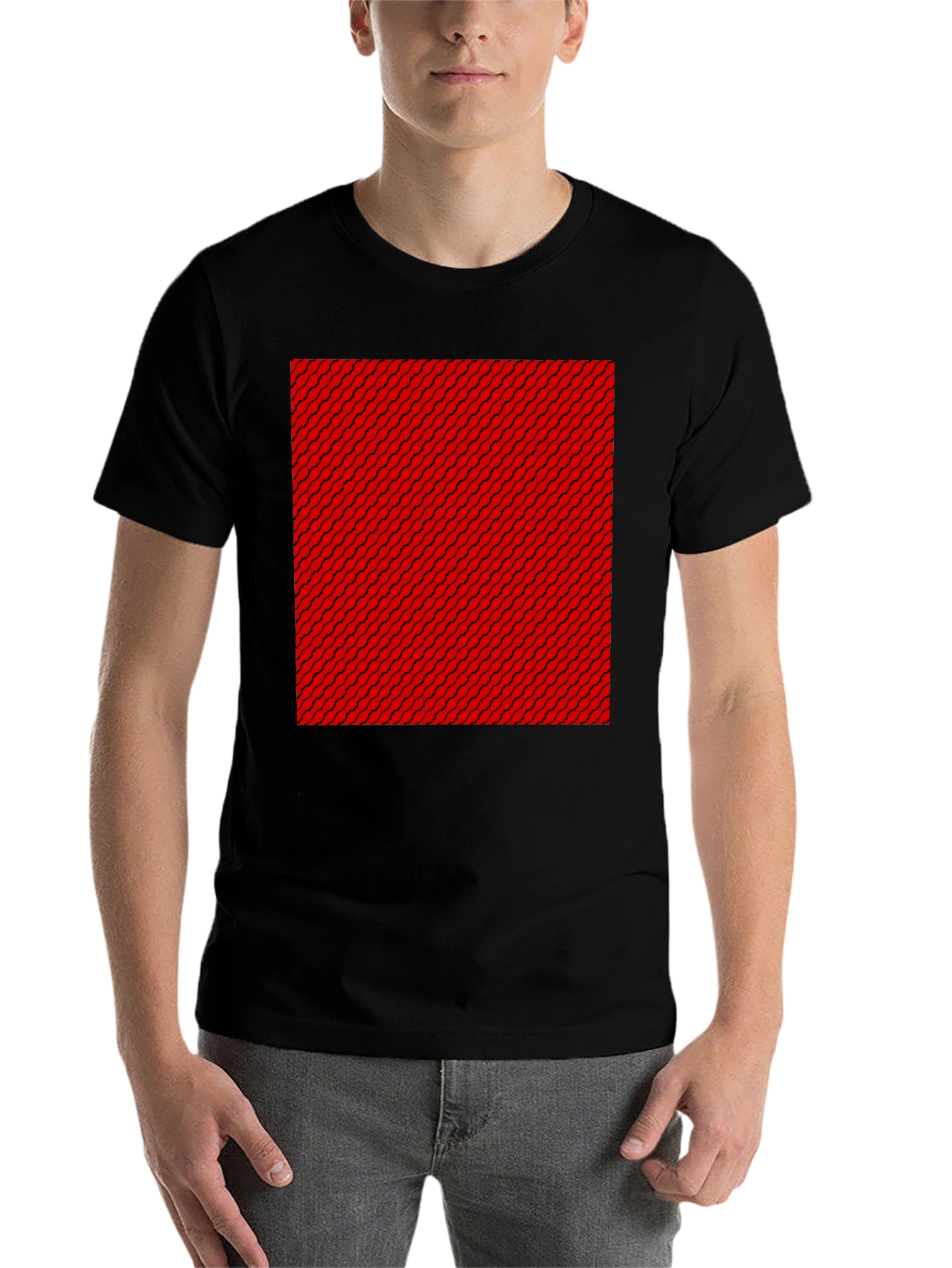 Black Patterned Graphic Tee - Black view 7