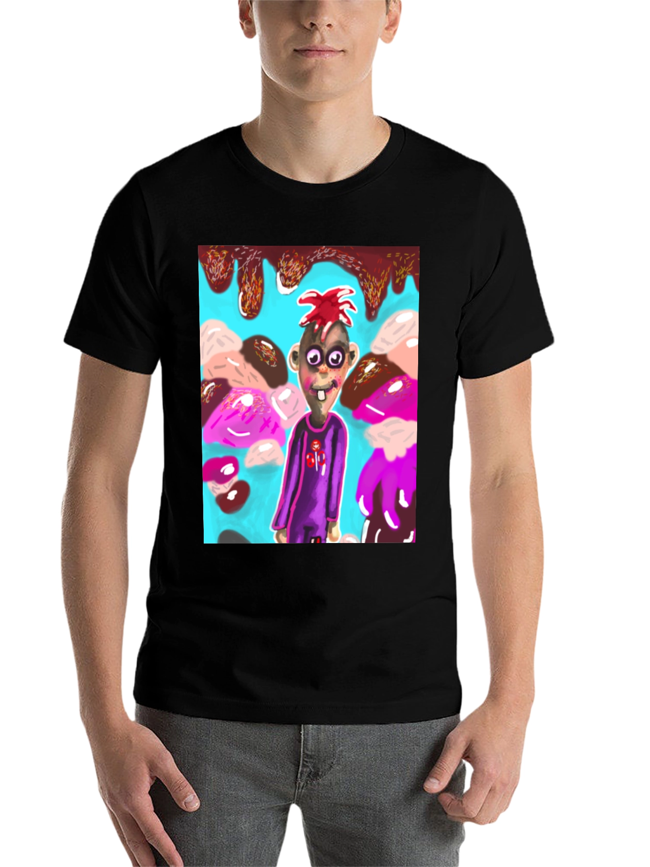 Black Cartoon Character Graphic Tee view 7