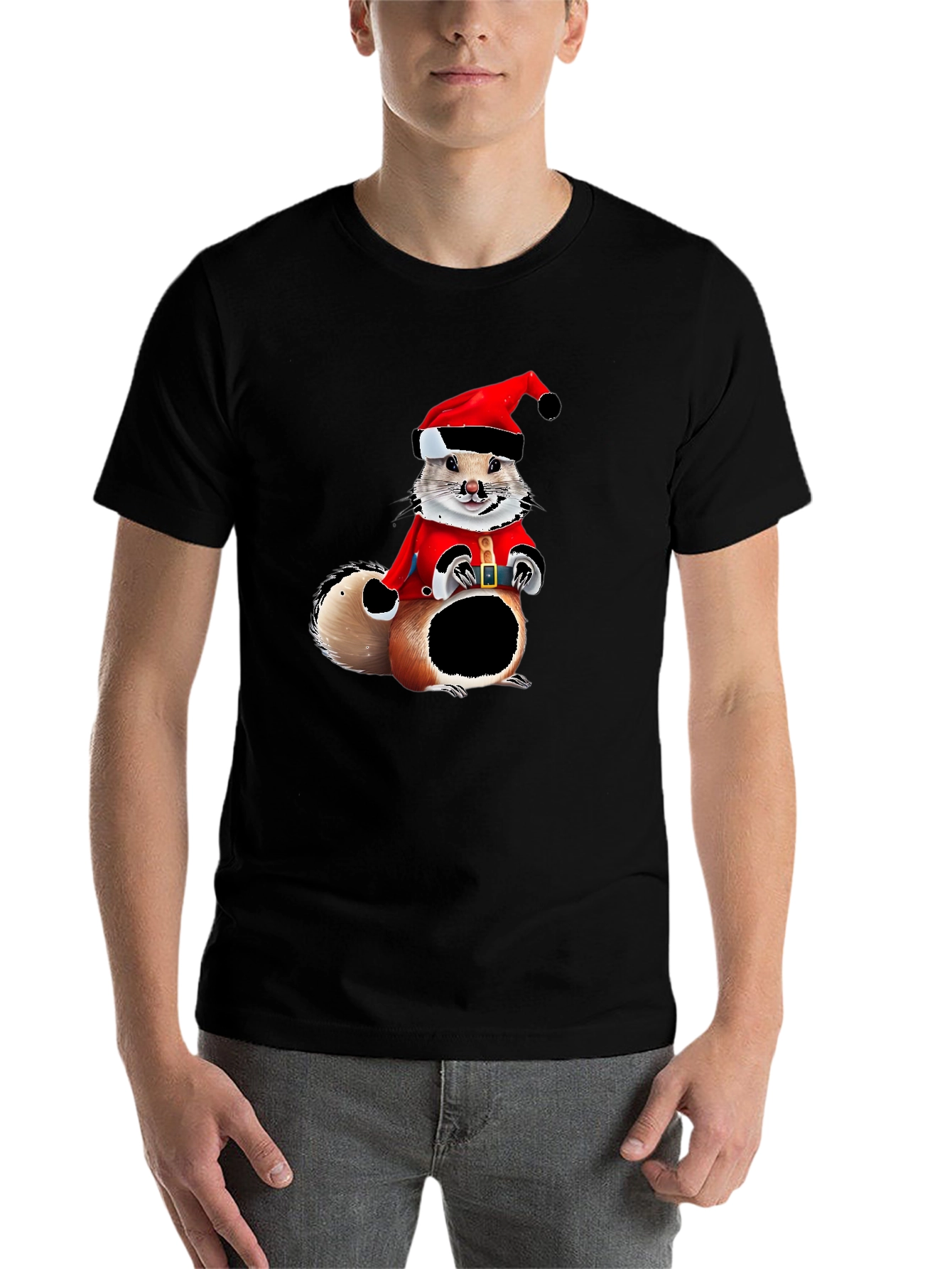 Black Festive Squirrel Graphic Tee view 7
