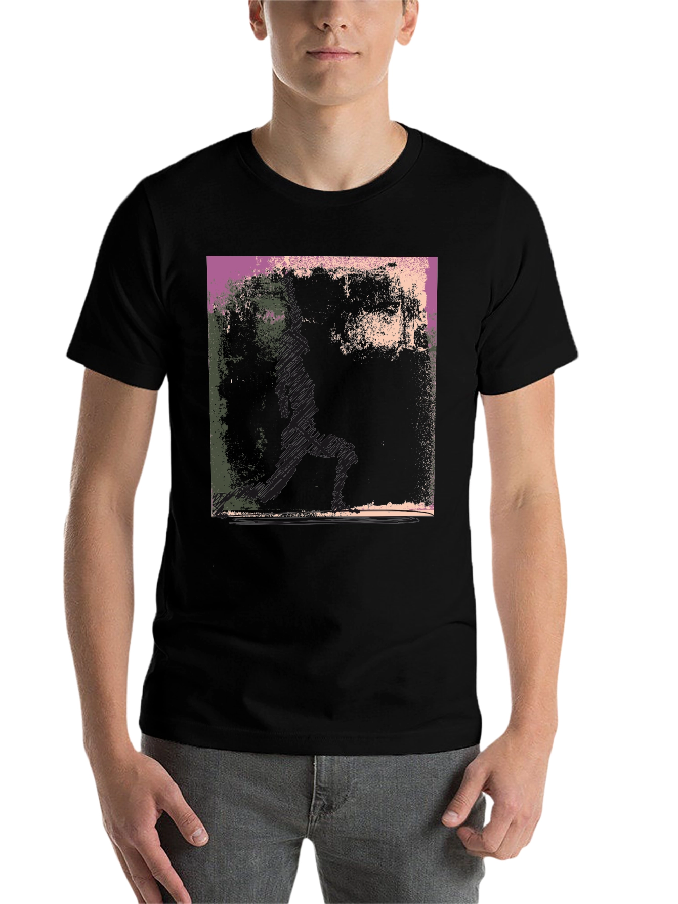 Black Abstract Graphic Print Black T-Shirt view 7