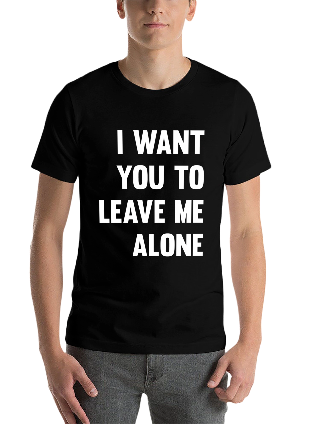 Black Leave Me Alone Graphic Tee - Black Cotton view 7
