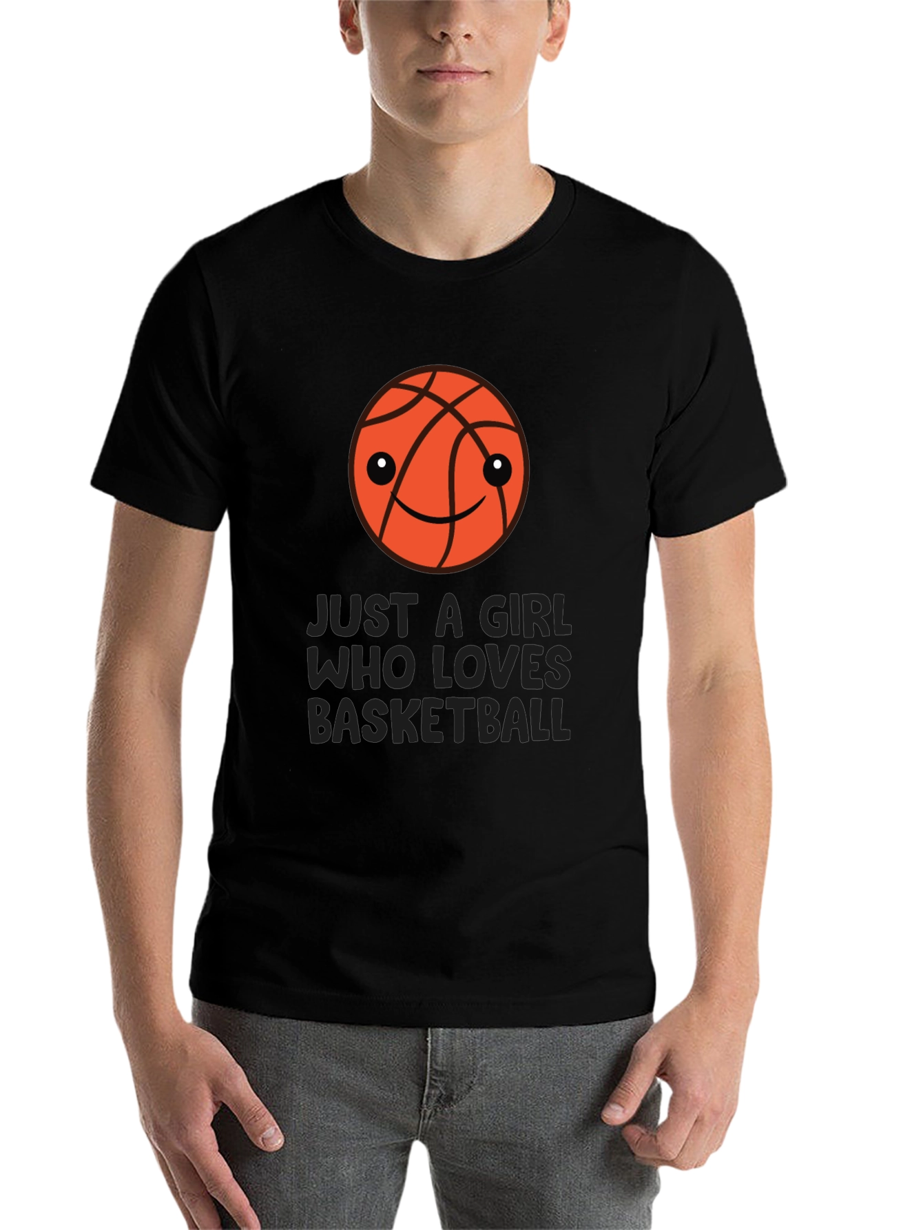 Black Just a Girl Who Loves Basketball T-Shirt view 7