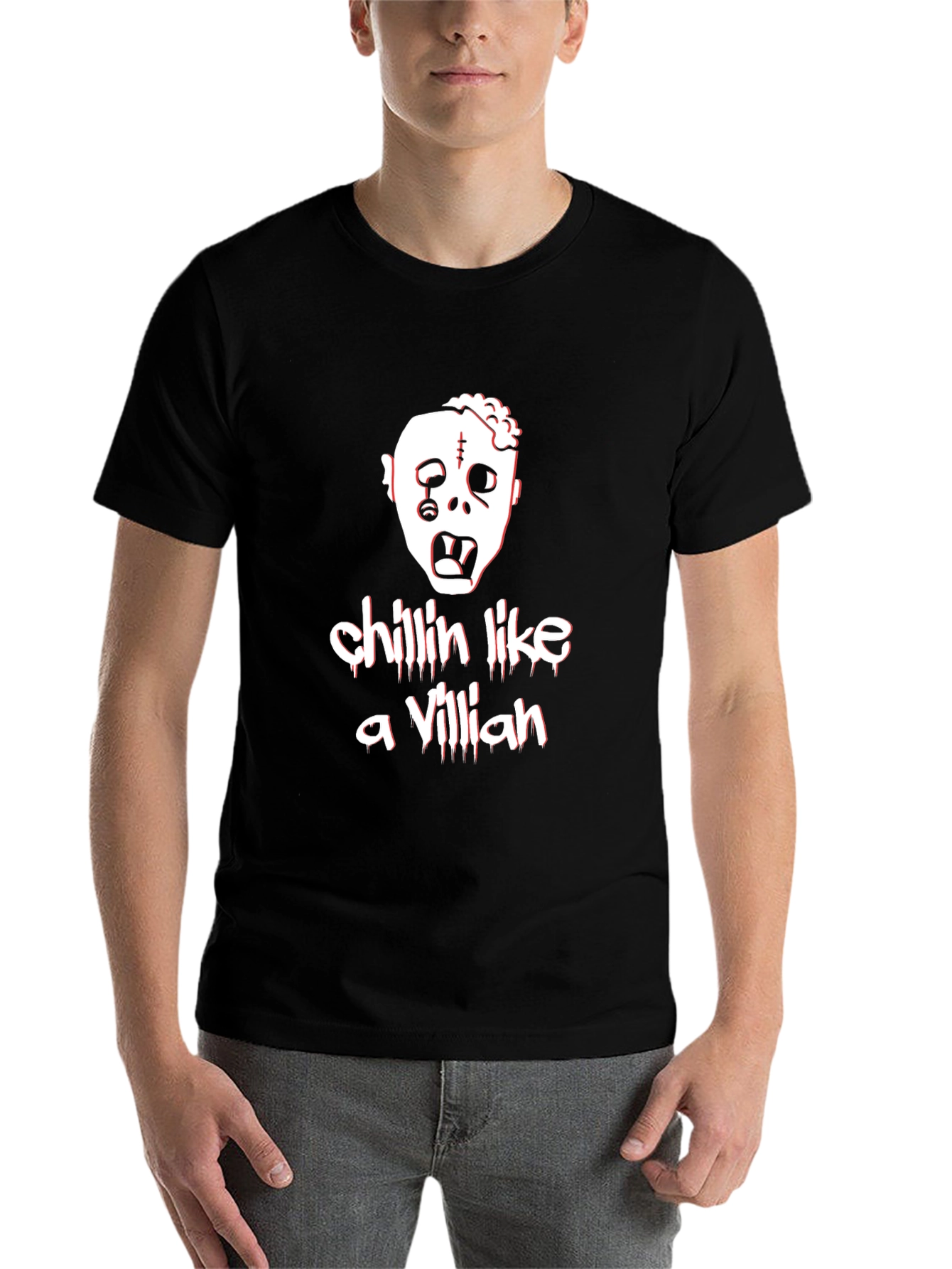 Black Zombie Chillin' Like a Villain T-Shirt view 7