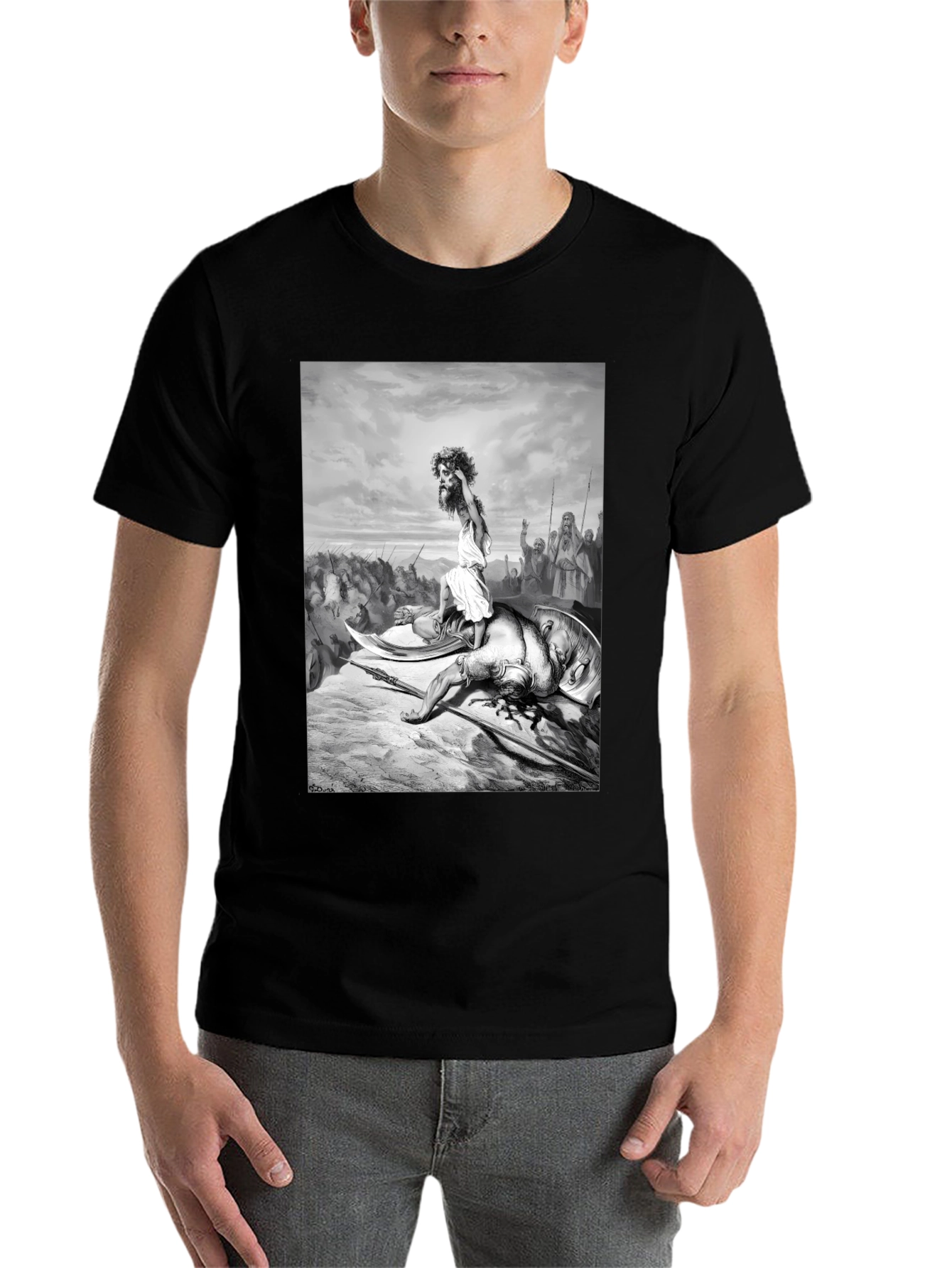 Black David and Goliath Graphic Tee - Black Cotton Blend view 7