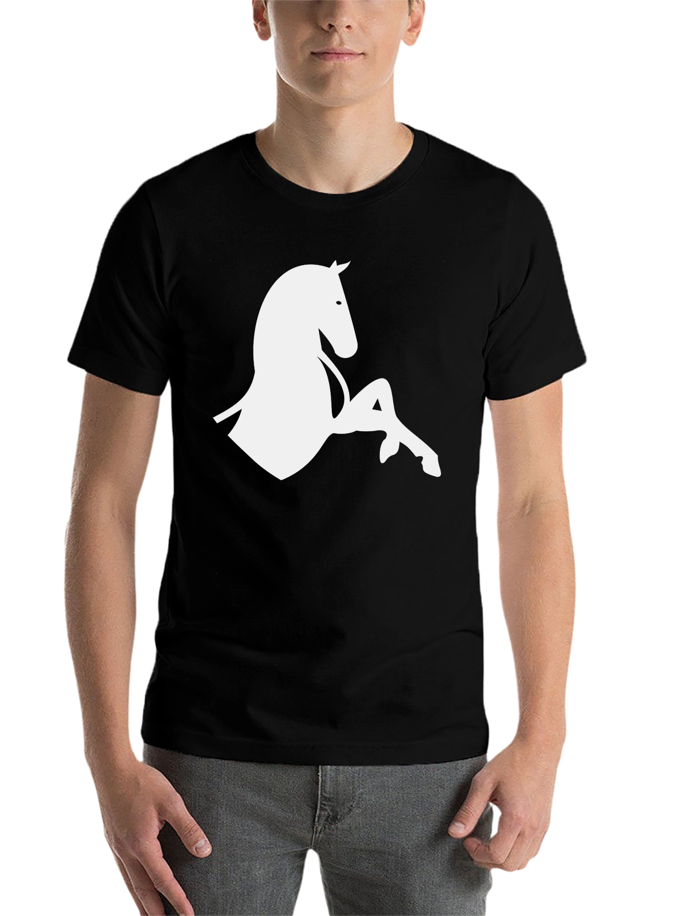 Black Horse Silhouette Graphic Black T-Shirt view 7