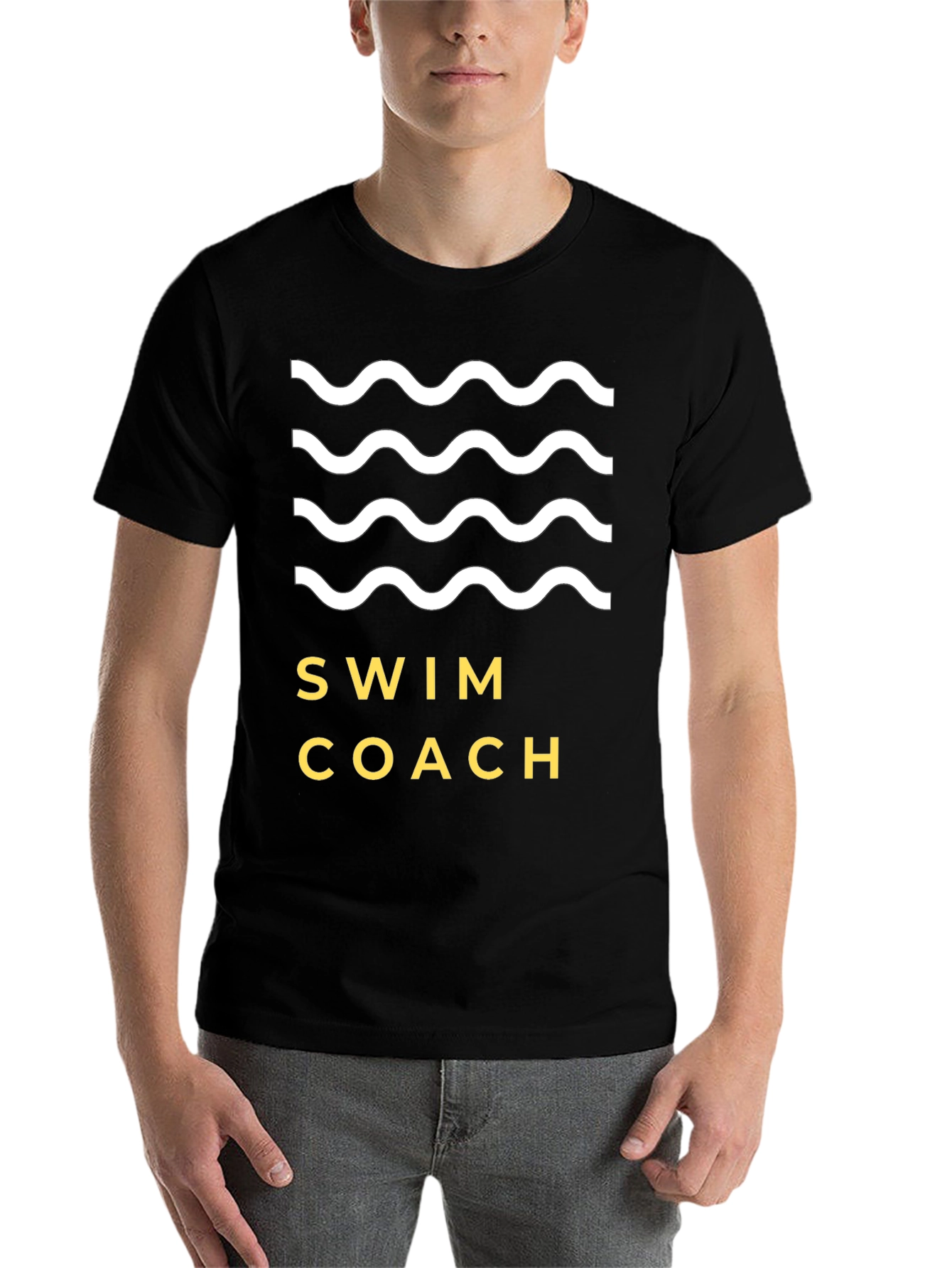 Swim Coach T-Shirt - Wavy Graphic Tee - 7