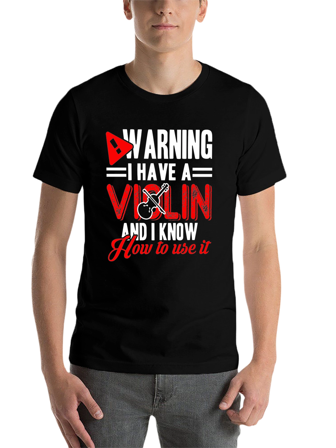 Black Warning I Have A Violin Funny T-Shirt view 7