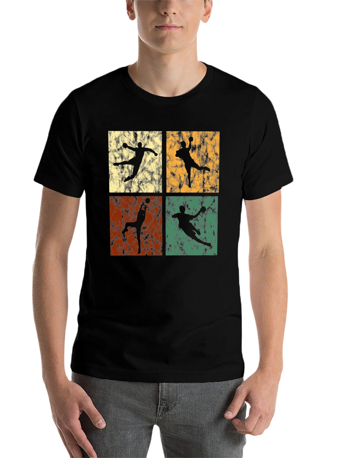 Black Retro Handball T-Shirt - Vintage Style Graphic Tee view 7