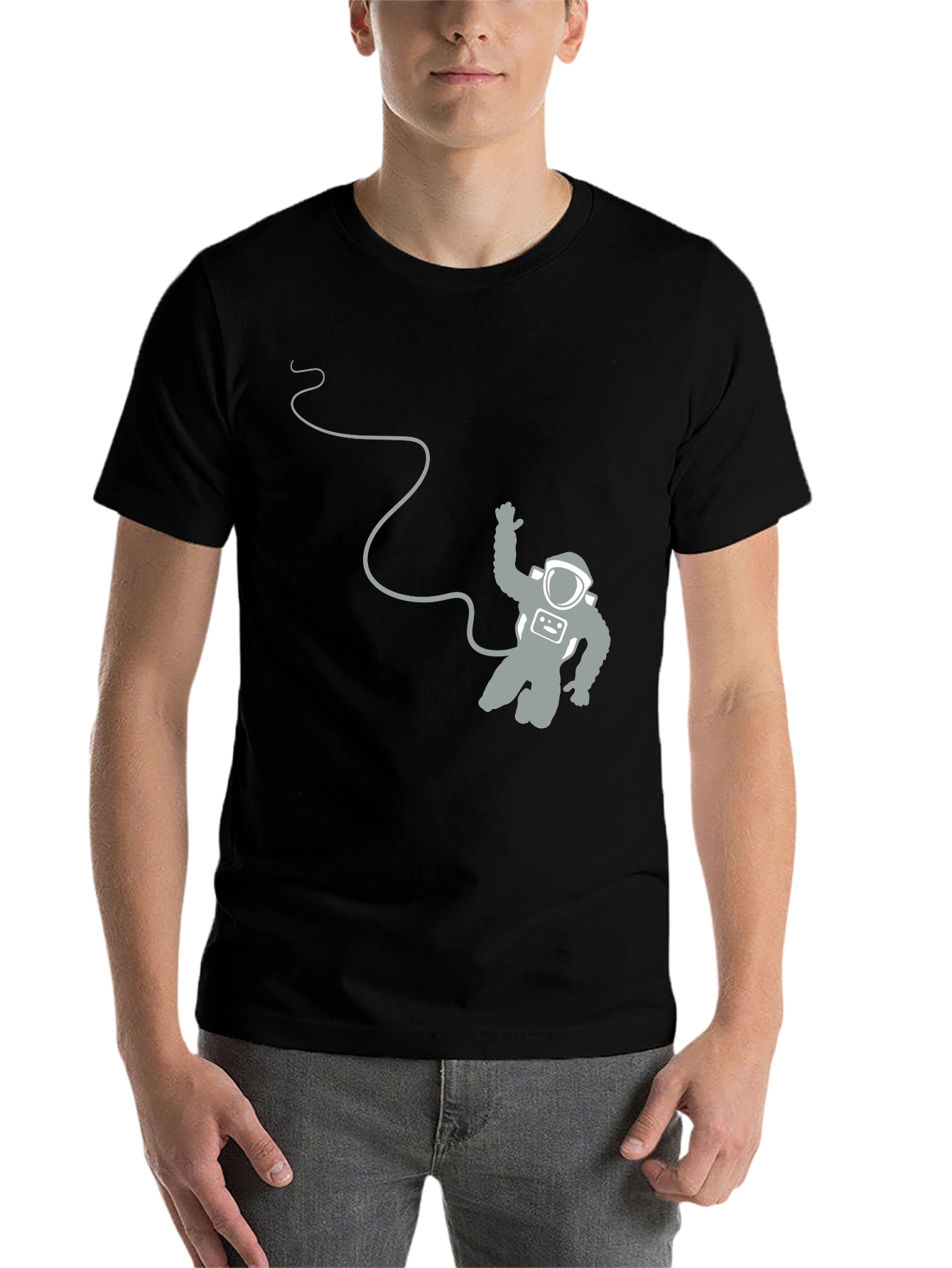 Black Astronaut Graphic Tee - Black Cotton Blend T-Shirt view 7
