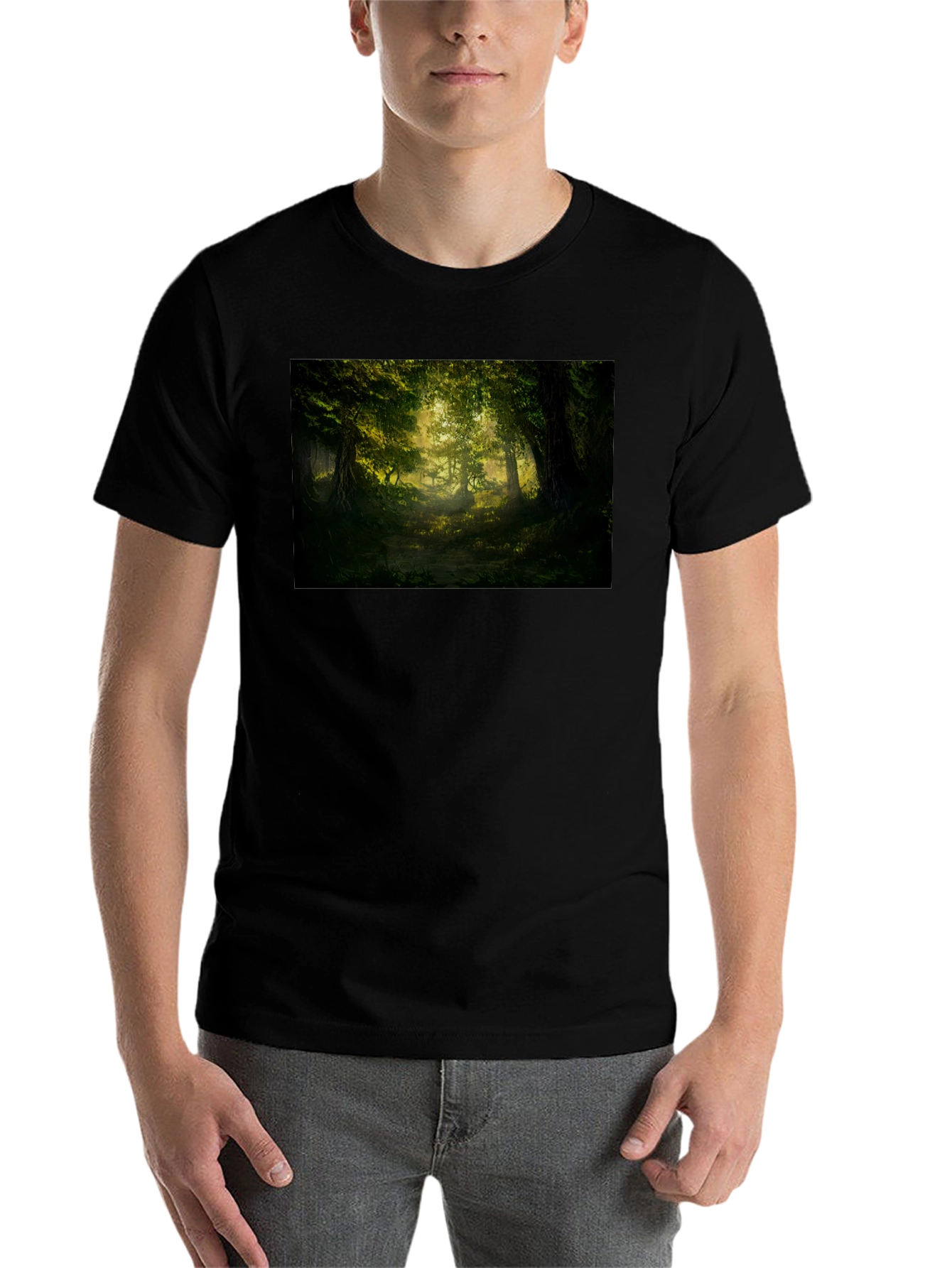 Black Enchanted Forest Graphic Tee - Nature Lover's Shirt view 7