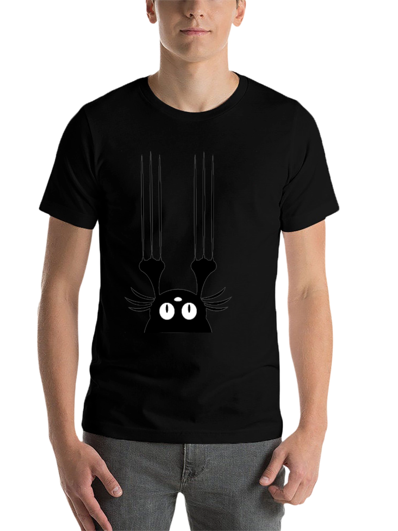 Black Black Cat Scratch T-Shirt - Men's Graphic Tee view 7