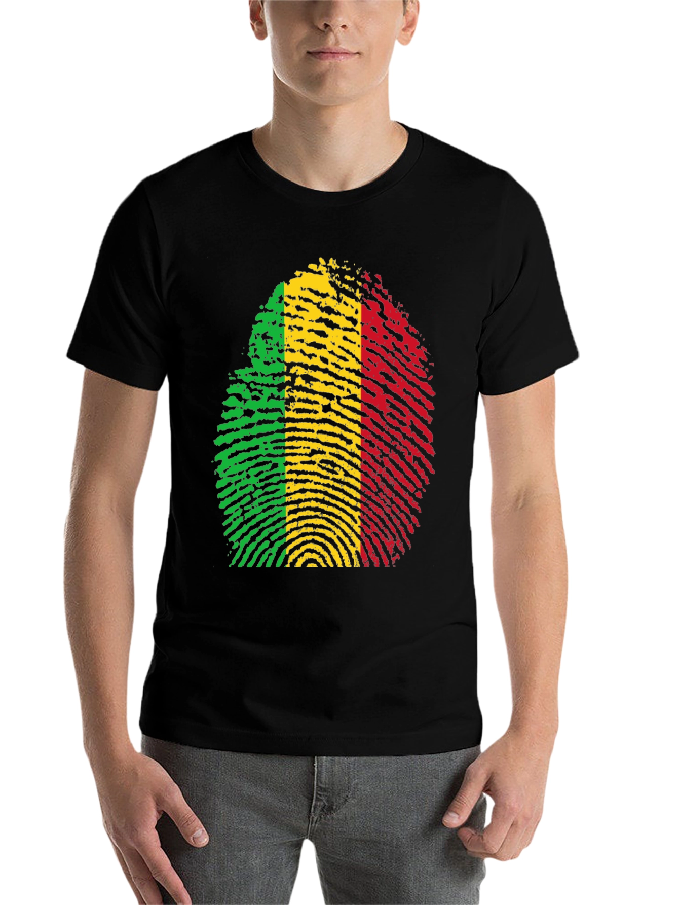 Black Rasta Fingerprint Graphic T-Shirt - Black view 7
