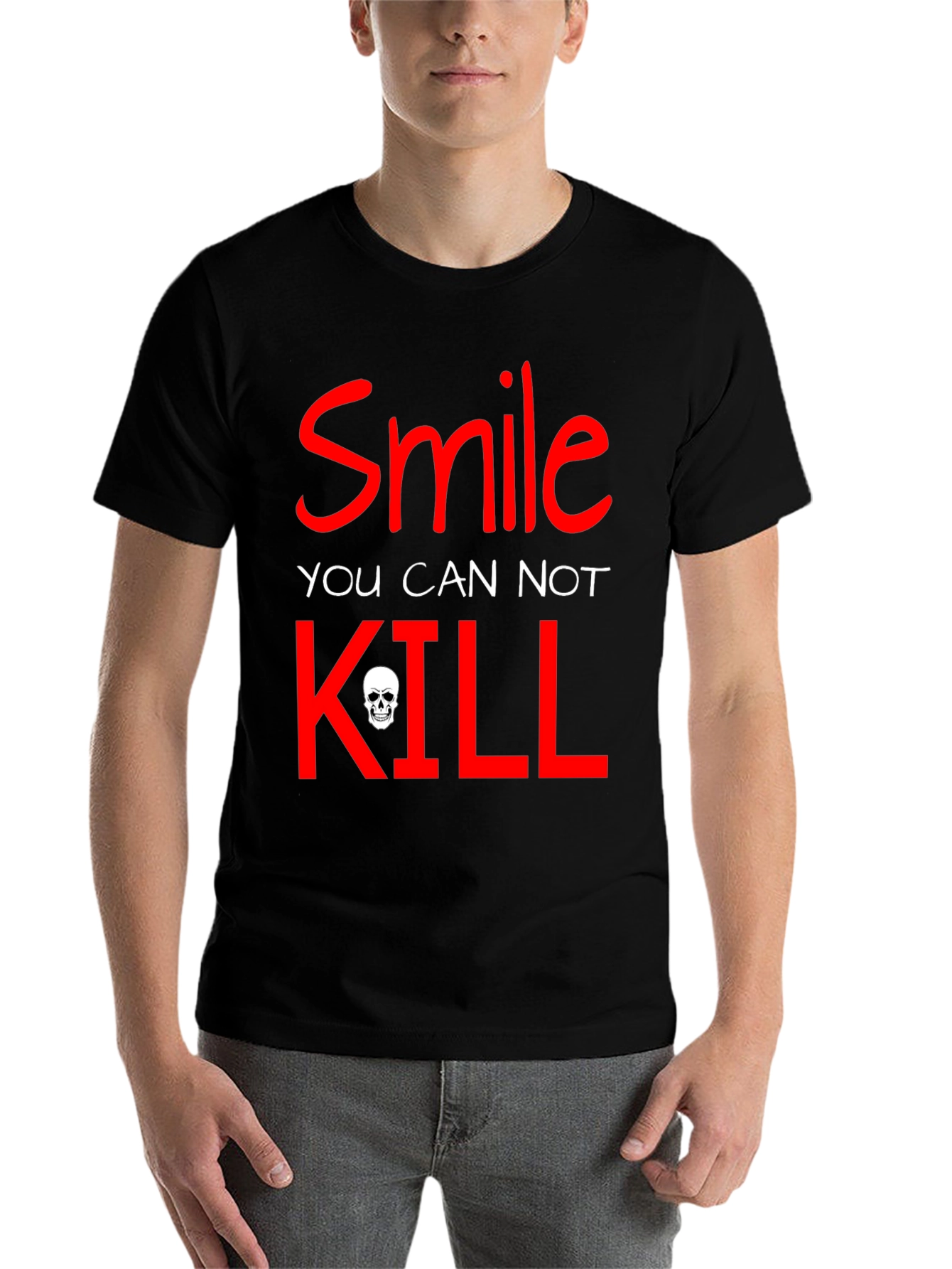 Black Smile You Cannot Kill Graphic T-Shirt view 7
