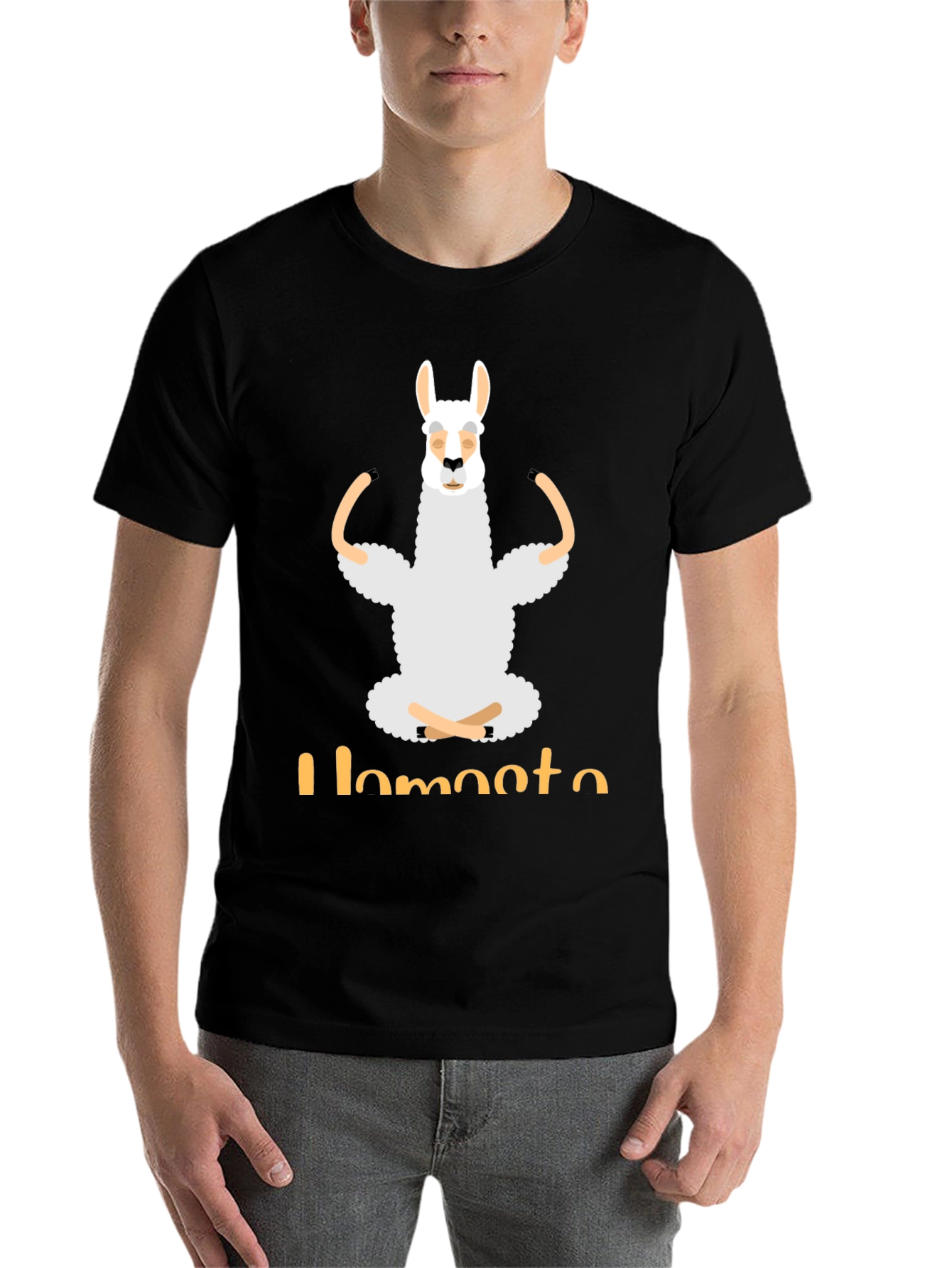 Black Llamaste Yoga T-Shirt - Funny Llama Meditating Tee view 7