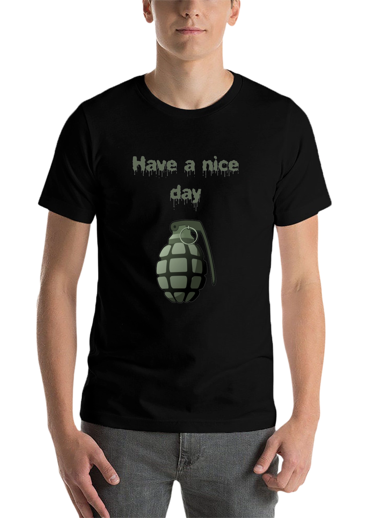 Black Have a Nice Day Grenade Graphic Tee - Black view 7