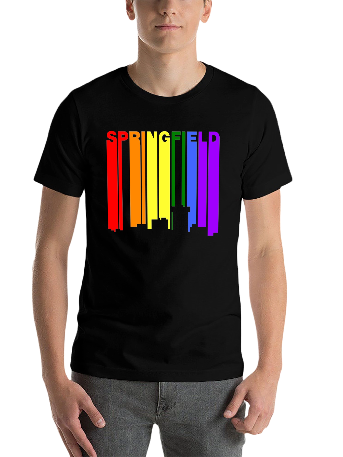 Black Springfield Rainbow Skyline Black T-Shirt view 7