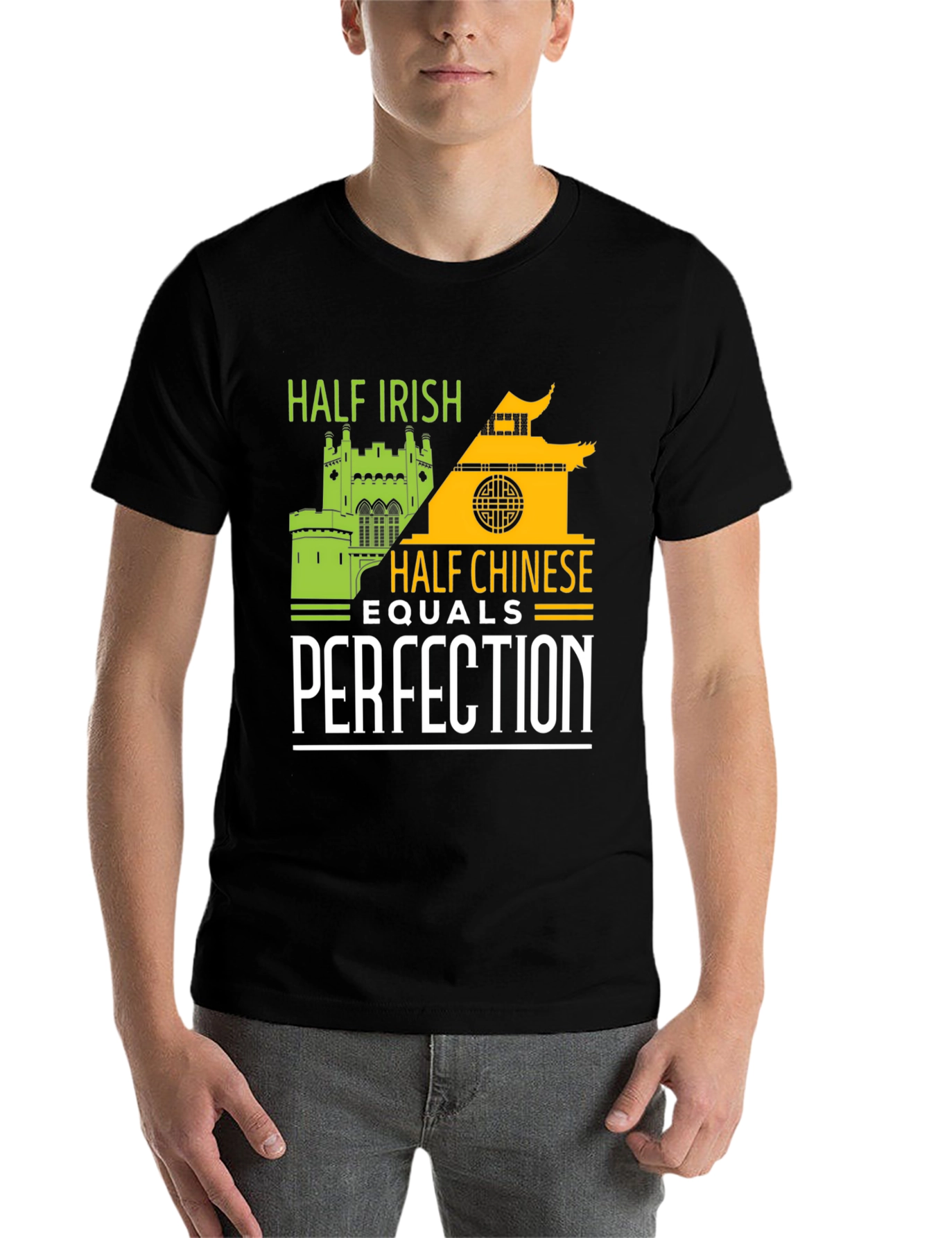 Black Half Irish Half Chinese Perfection Graphic Tee view 7