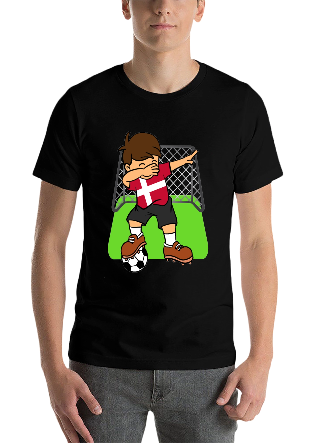 Black Denmark Soccer Dab T-Shirt view 7