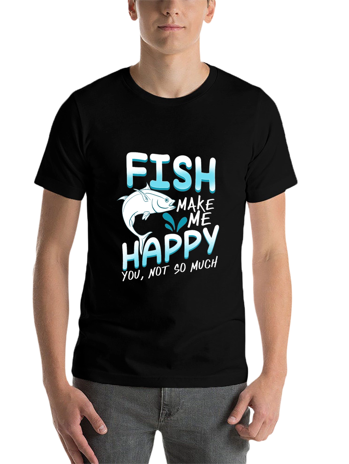 Black Fish Make Me Happy T-Shirt view 7