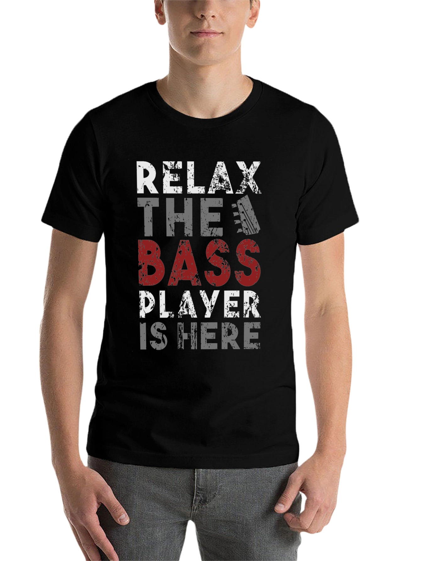 Black Relax Bass Player T-Shirt - Musician Tee view 7