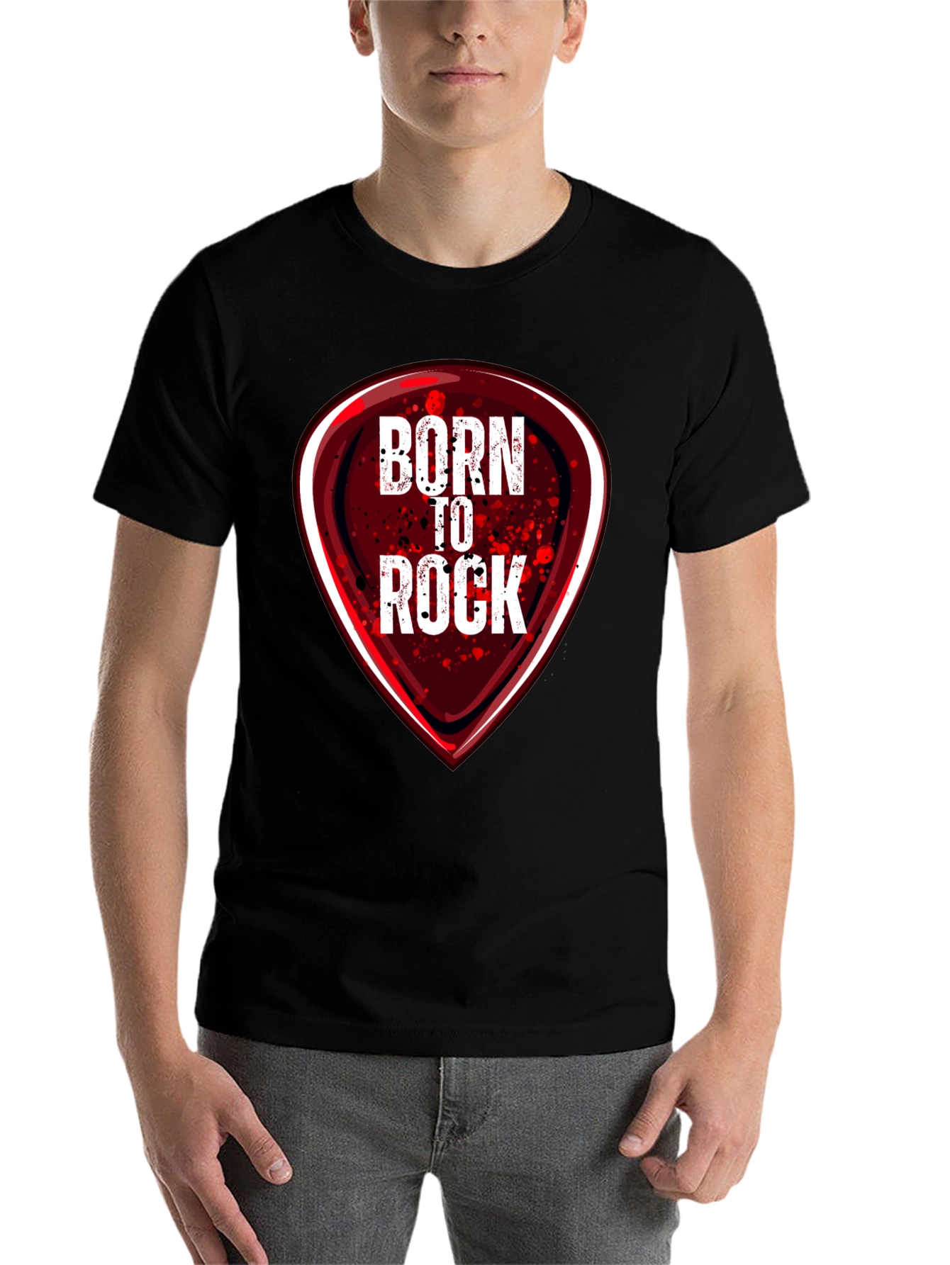 Black Born to Rock Graphic T-Shirt - Music Lover Tee view 7