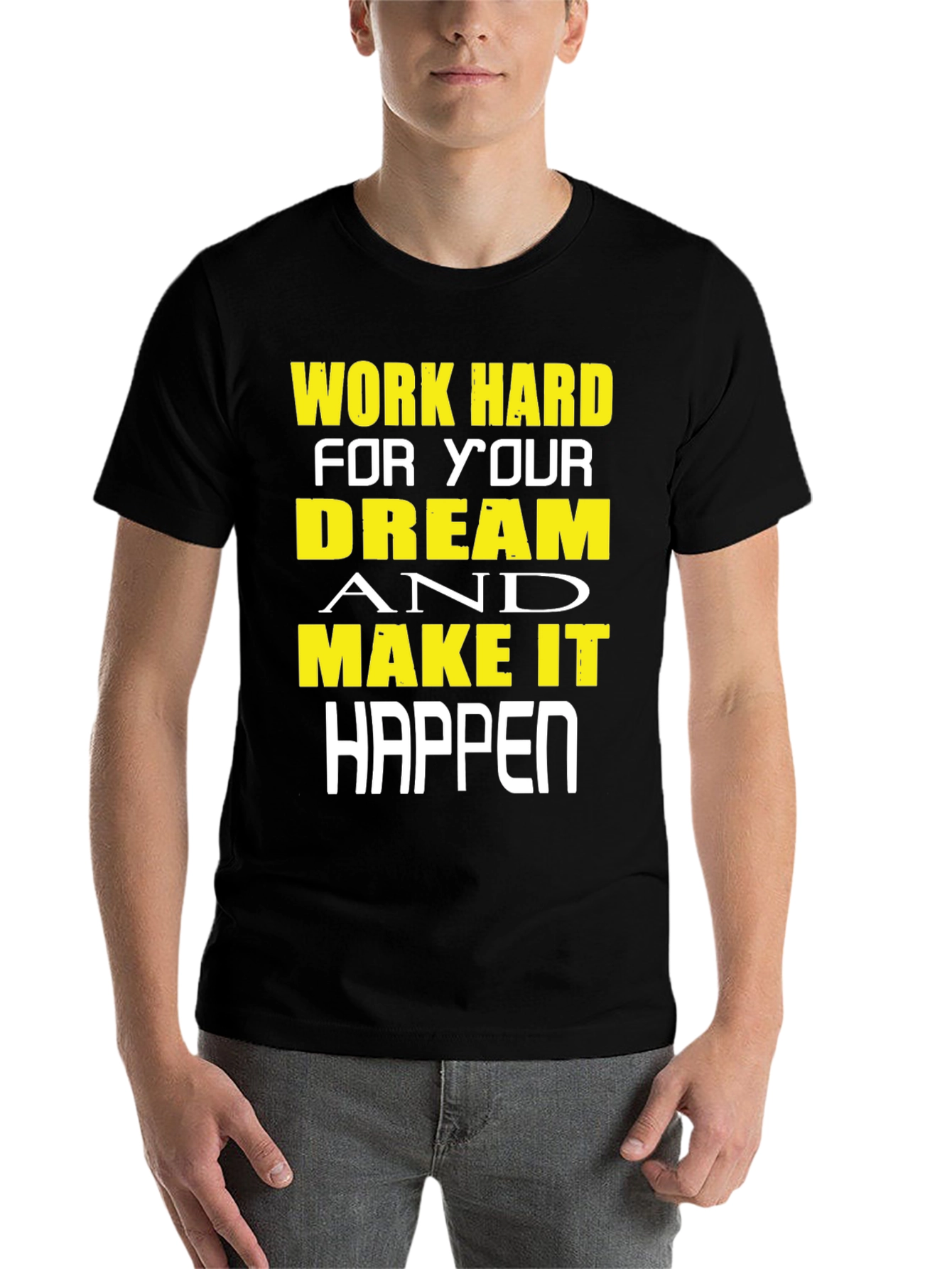 Black Motivational T-Shirt: Work Hard, Dream Big view 7