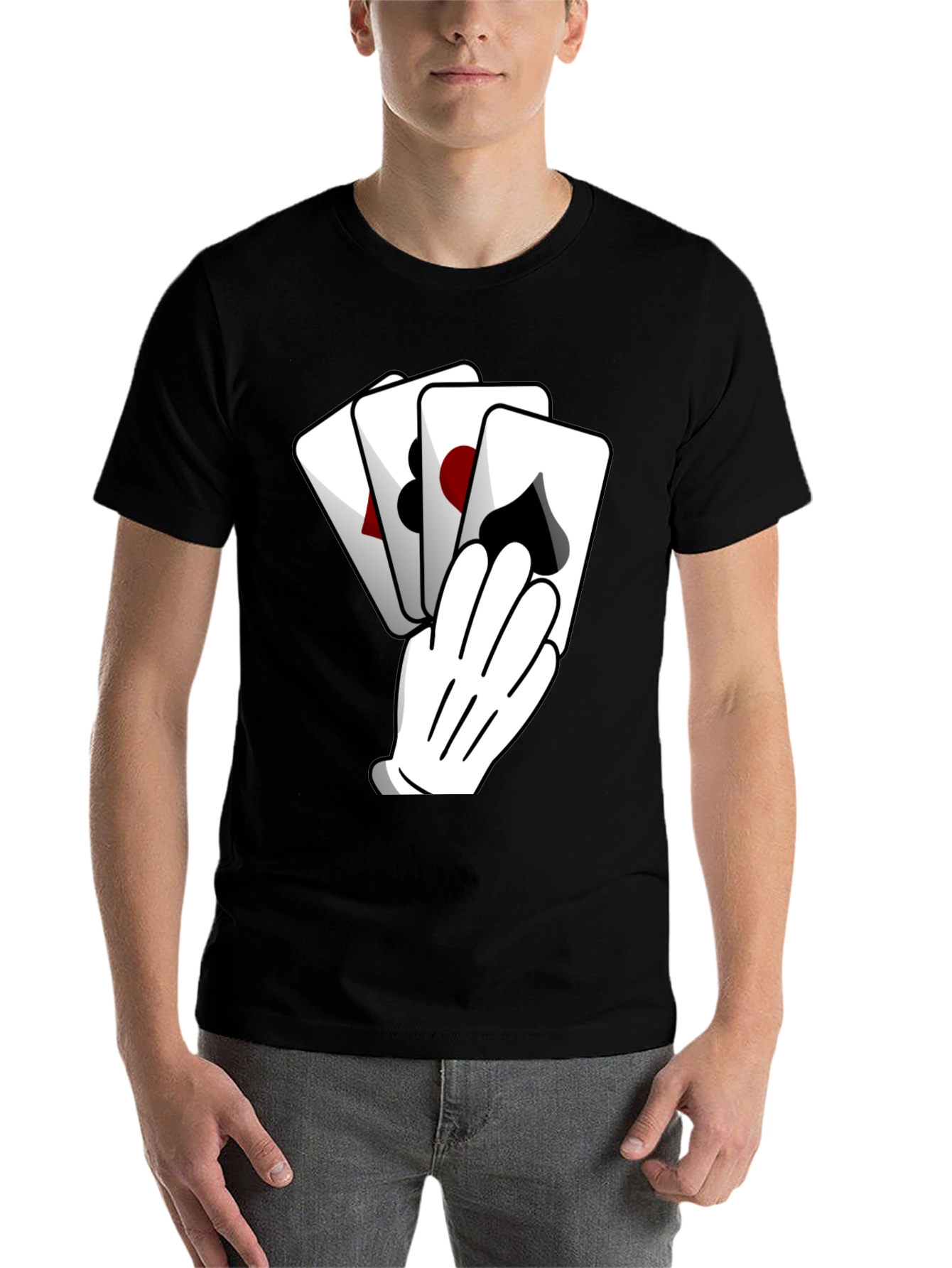 Black Playing Card Hand Black Graphic Tee view 7