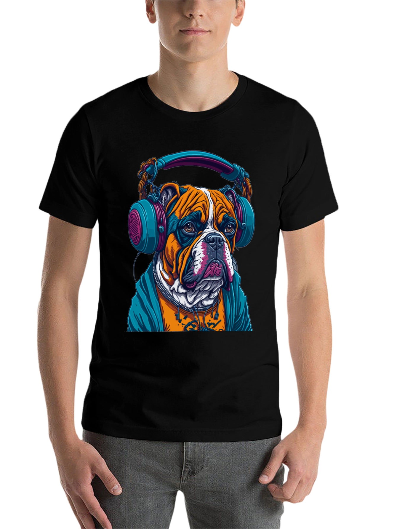 Black Bulldog DJ Graphic Tee - Cool & Trendy! view 7