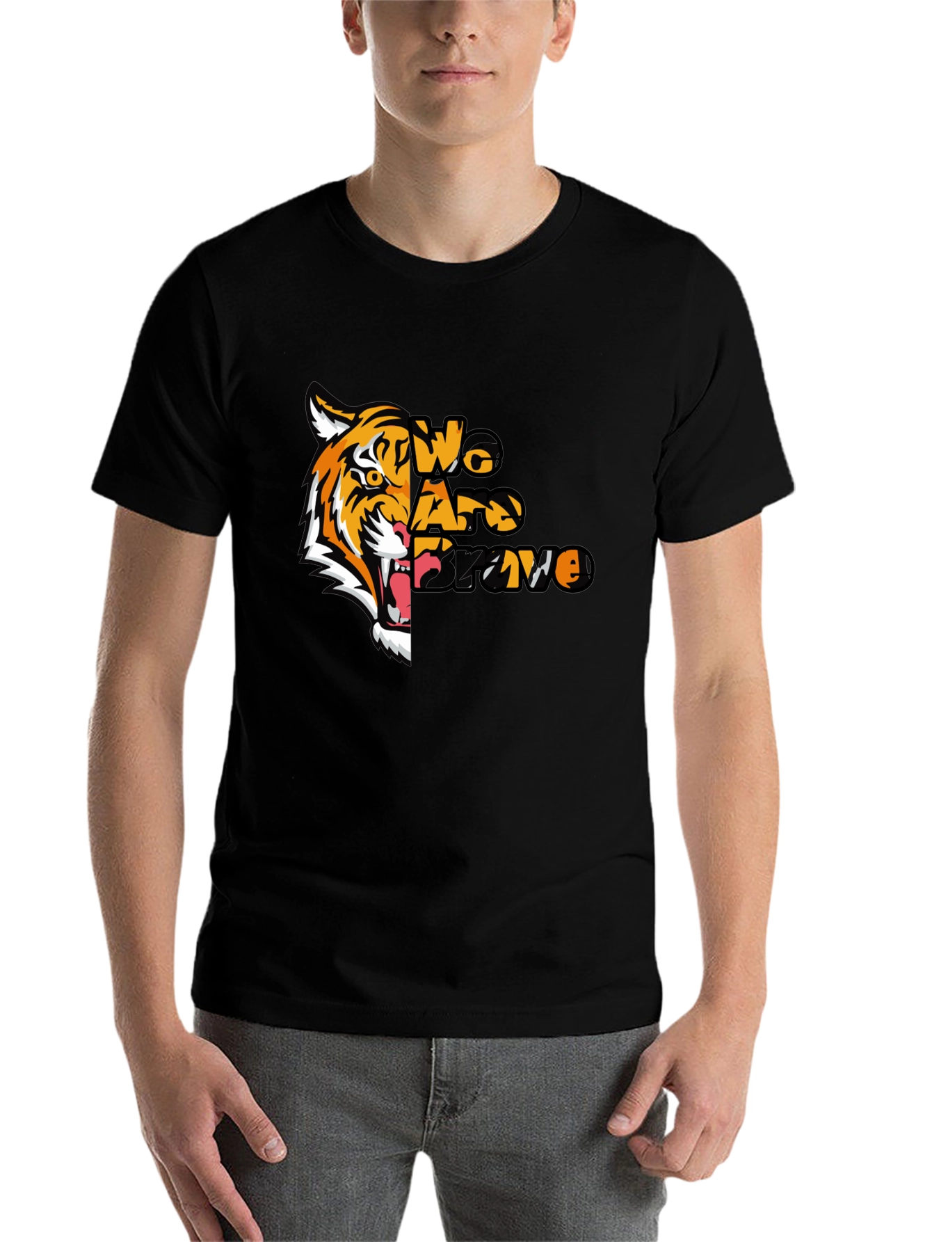 Black We Are Brave Tiger Graphic T-Shirt - Black view 7