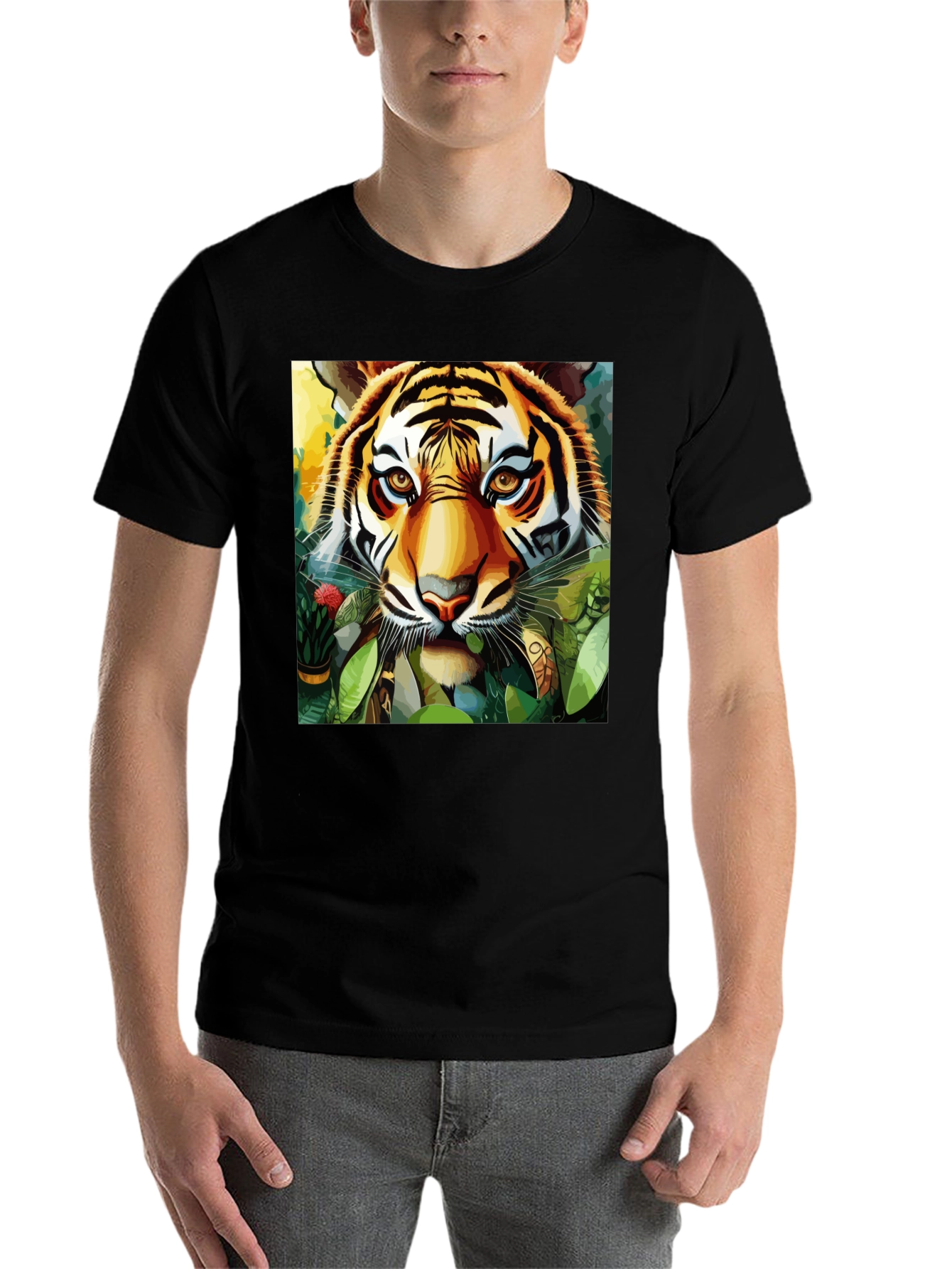 Black Tiger Portrait Graphic Tee - Bold Jungle Style view 7