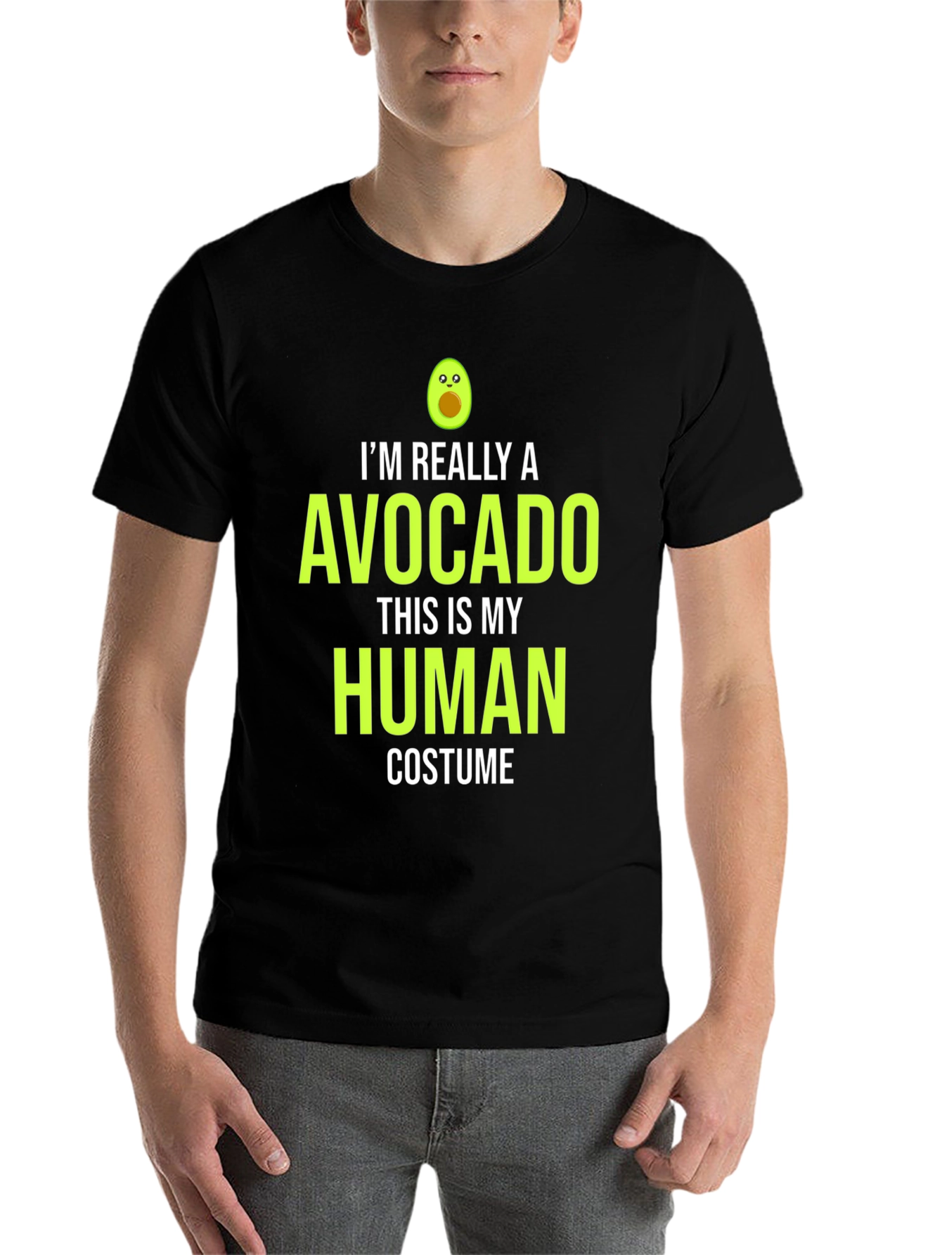Black Avocado Human Costume T-Shirt - Funny Halloween Tee view 7