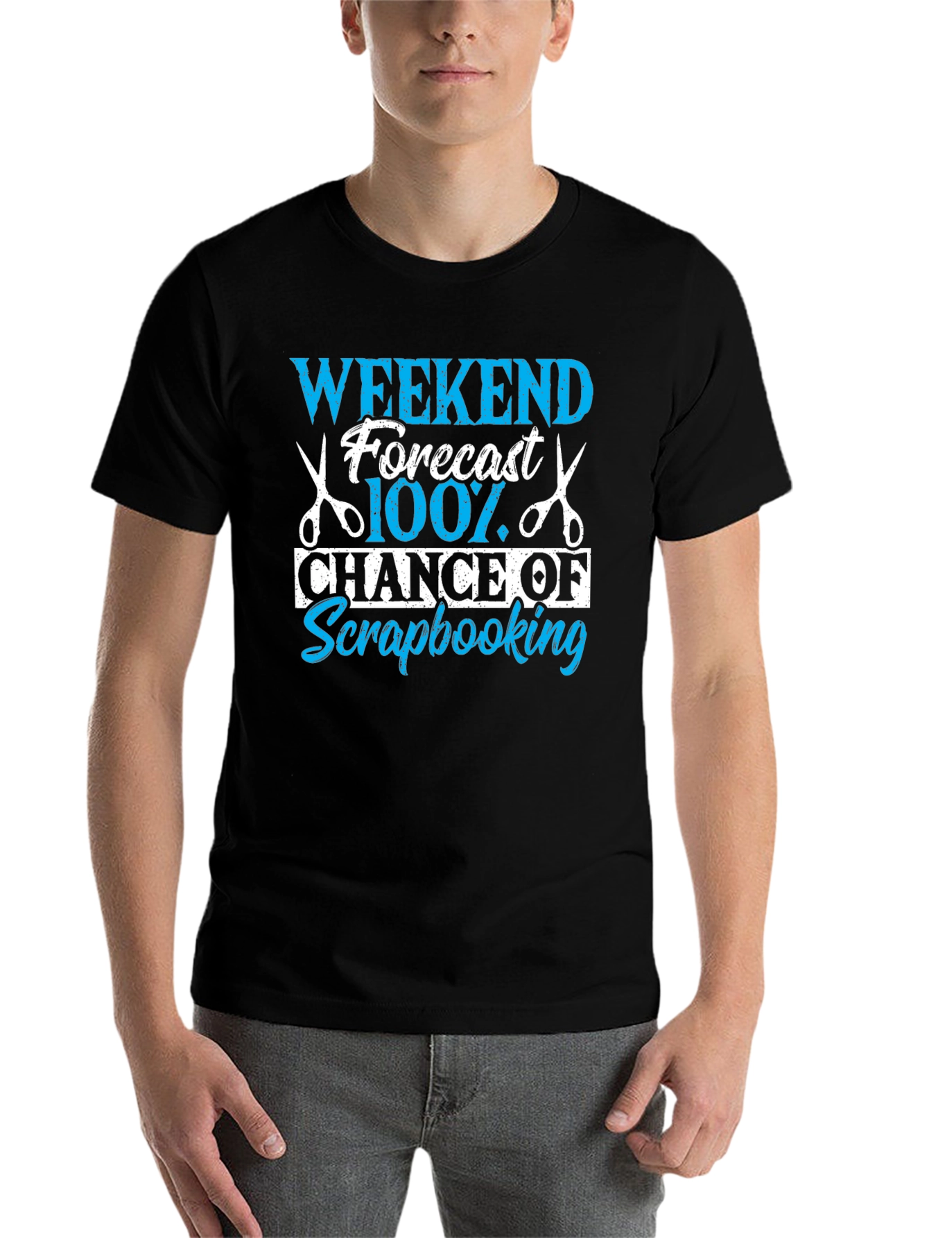 Black Scrapbooking Weekend Forecast T-Shirt view 7