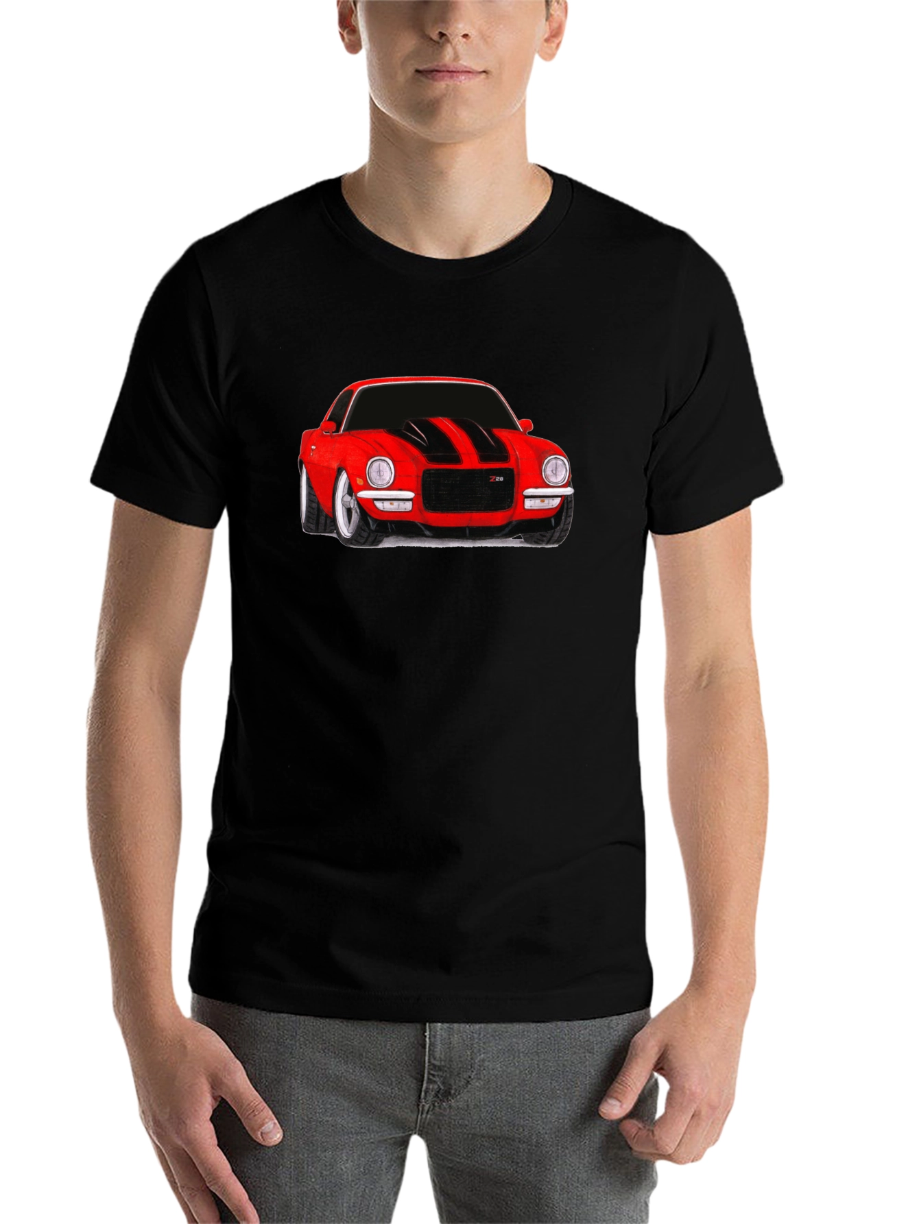 Black Classic Red Car Graphic Tee - Black view 7