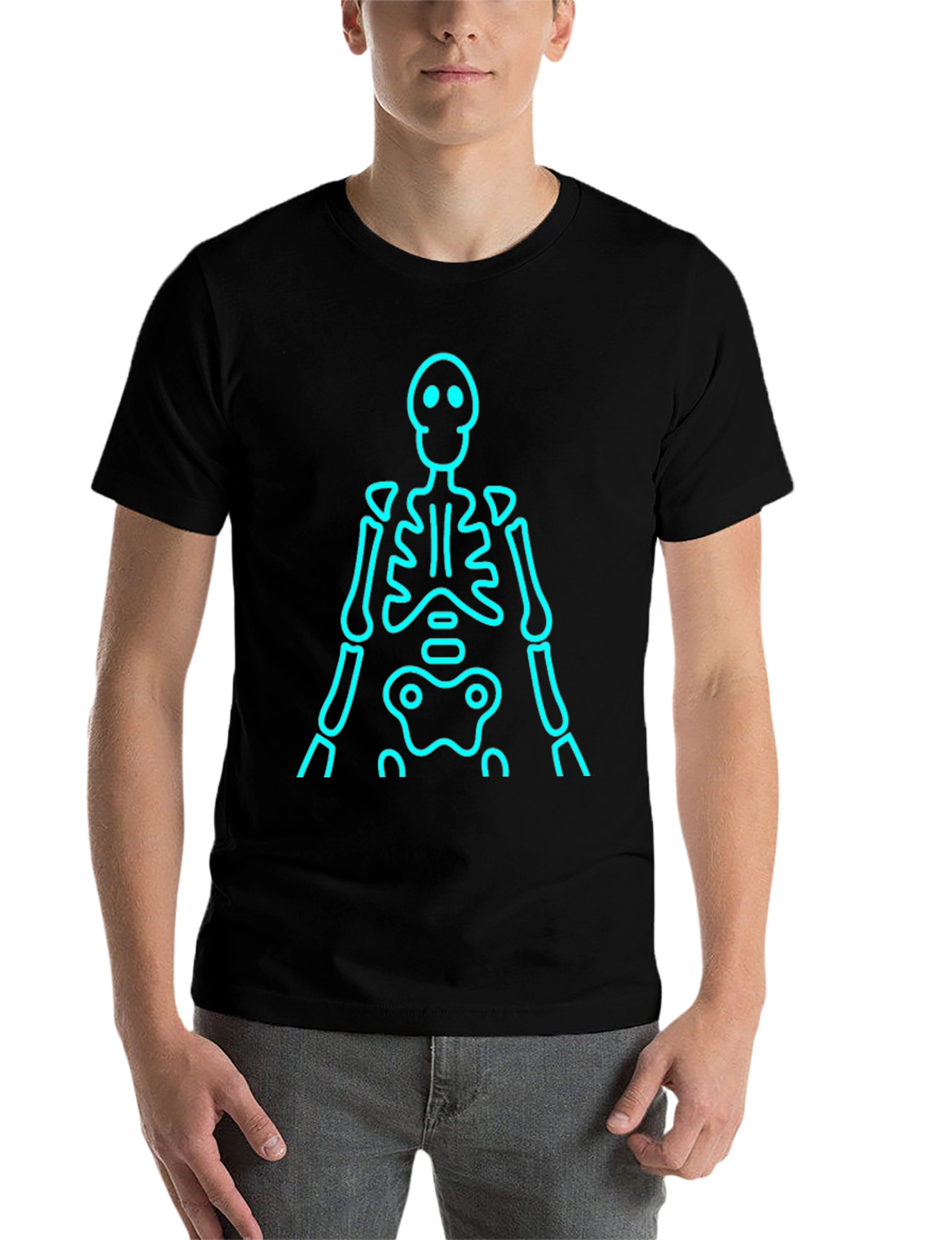 Black Skeleton Glow T-Shirt - Black view 7