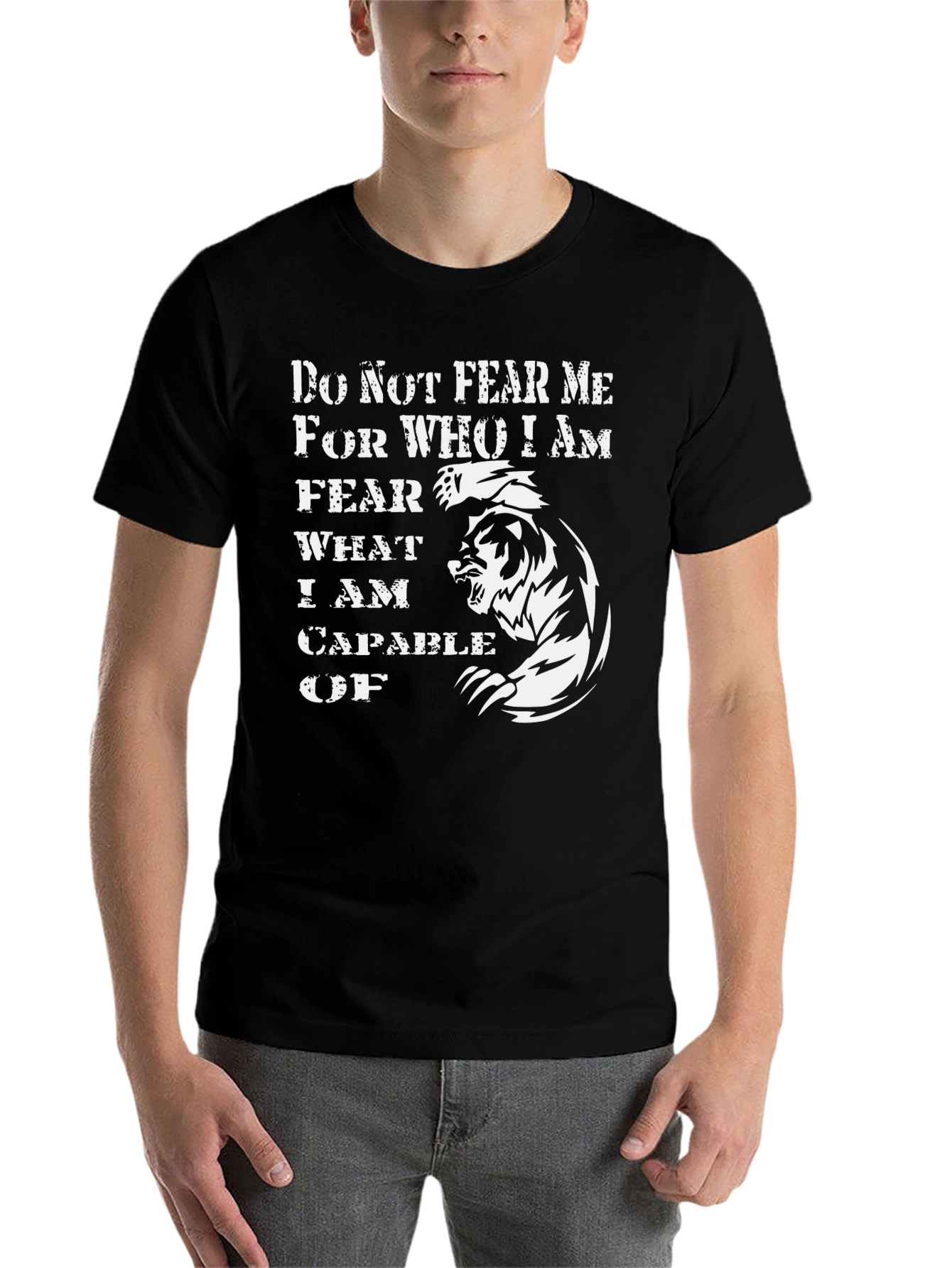 Black Fear Me Tiger Graphic T-Shirt - Bold Statement Tee view 7
