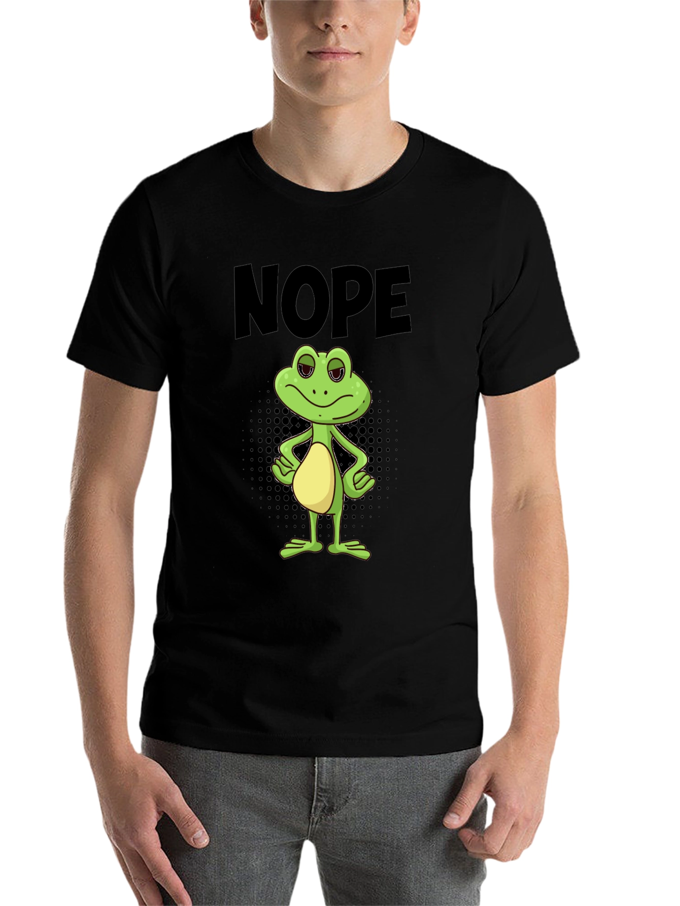 Black Nope Frog Graphic Tee - Men's Black T-Shirt view 7