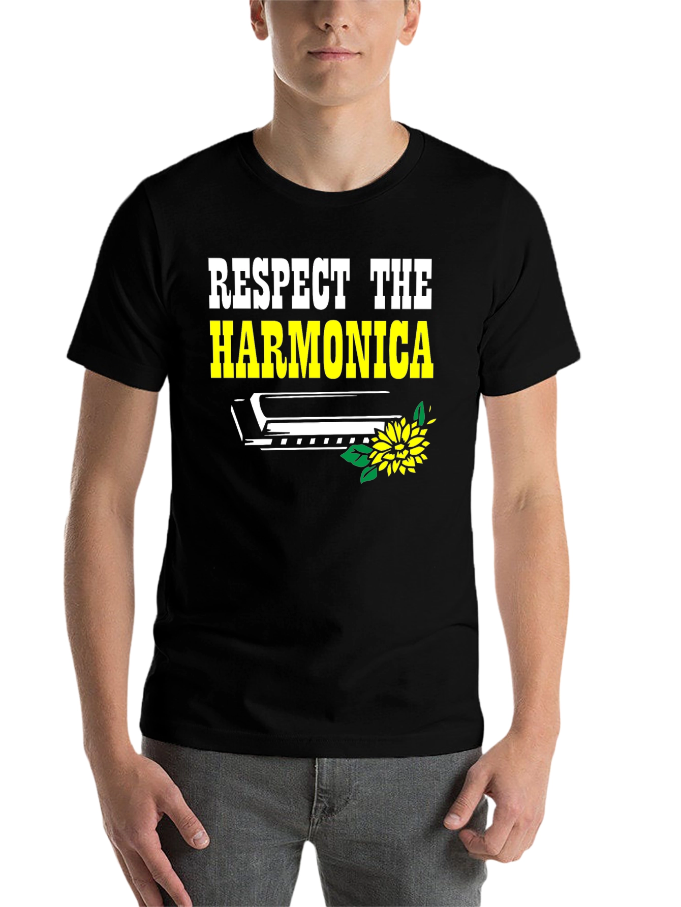 Black Respect the Harmonica Graphic Tee view 7