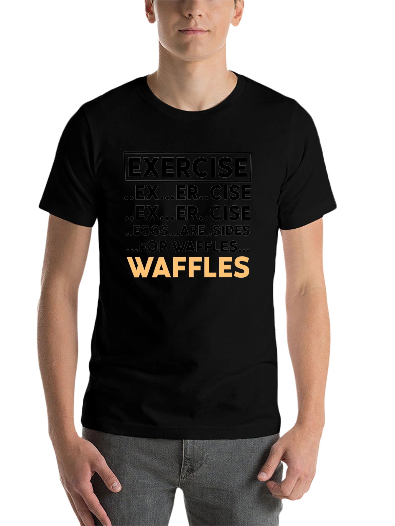 Black Exercise Waffles Graphic Tee view 7