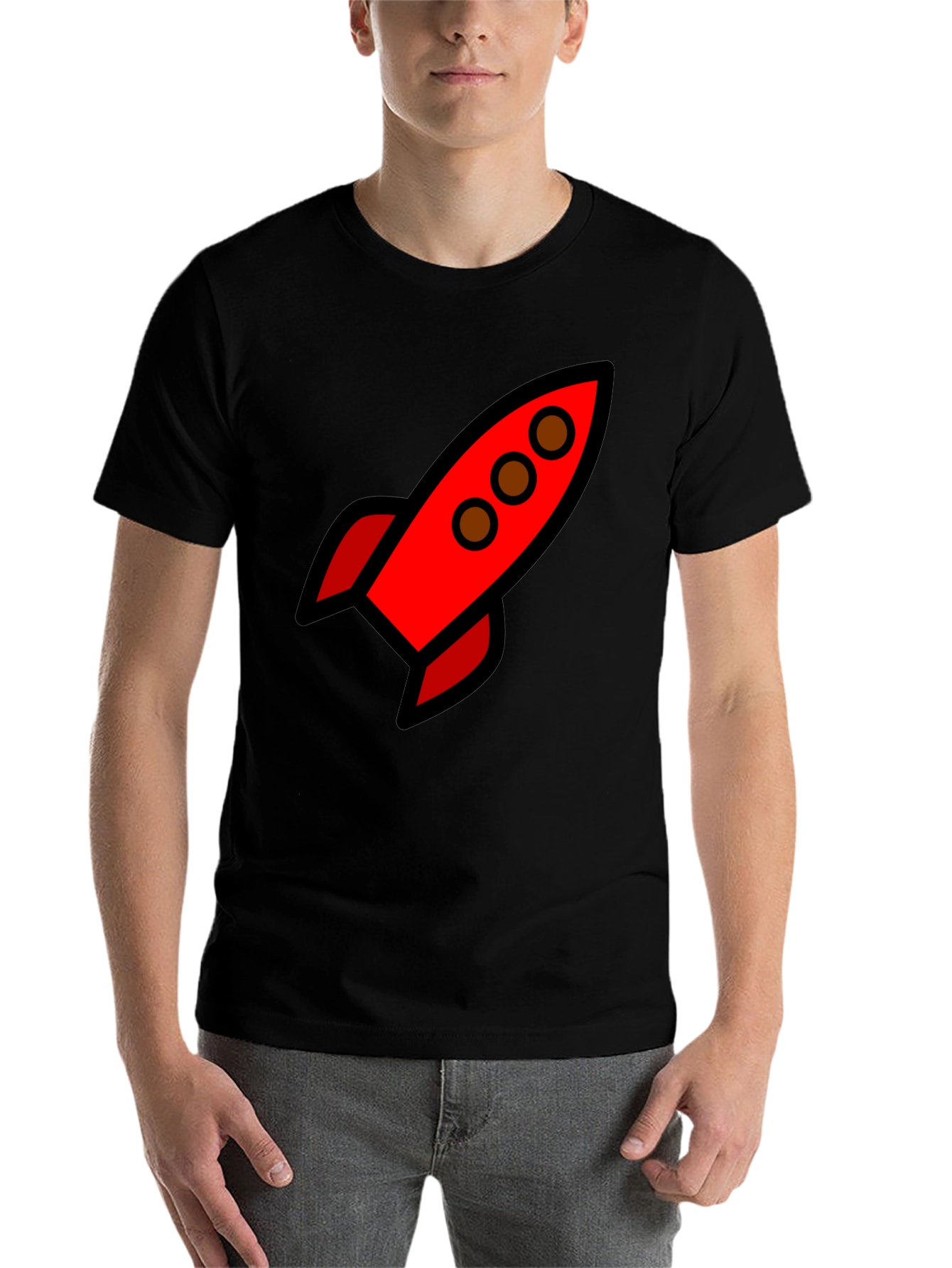 Black Retro Rocket Black T-Shirt view 7