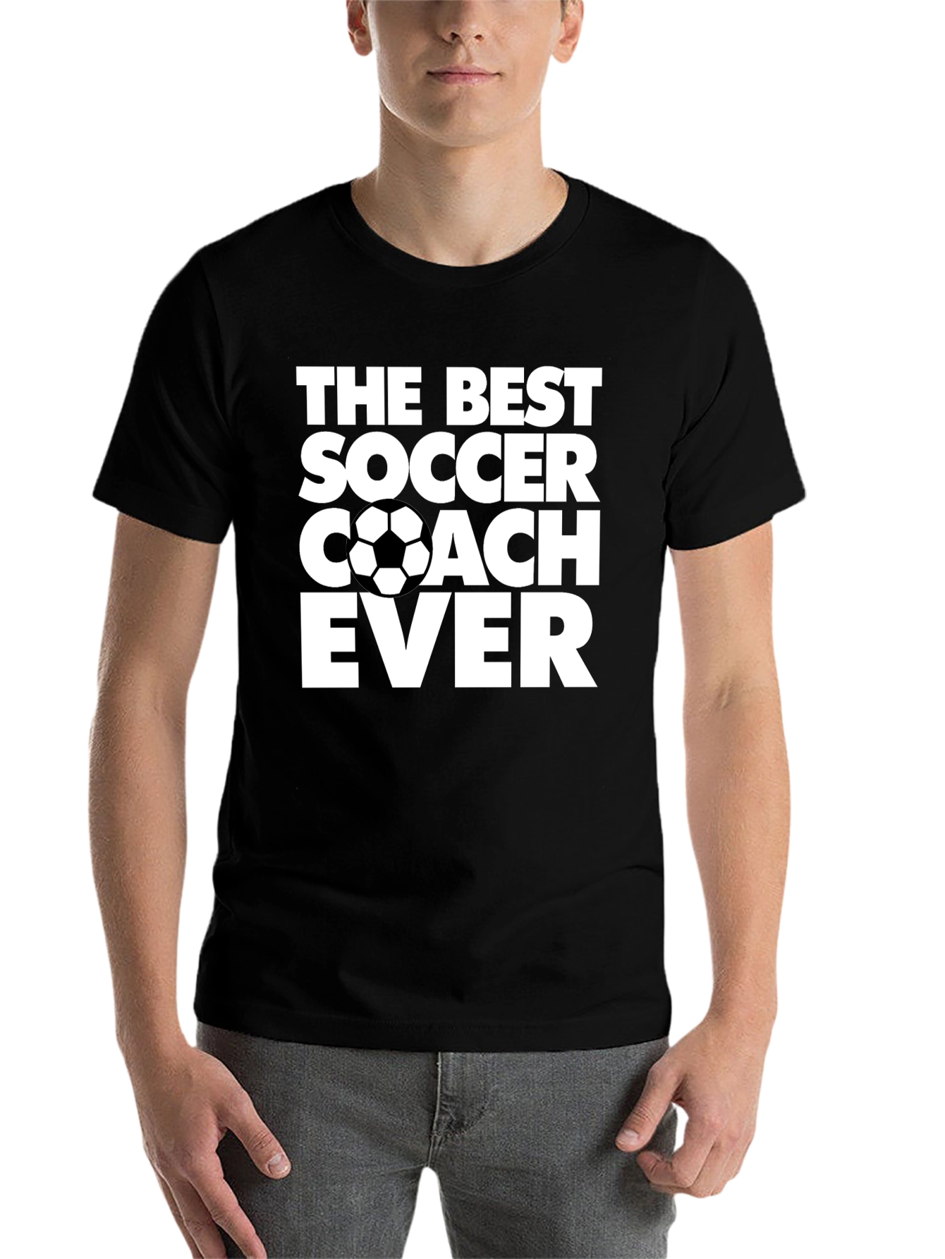 Black Best Soccer Coach Ever Graphic T-Shirt view 7
