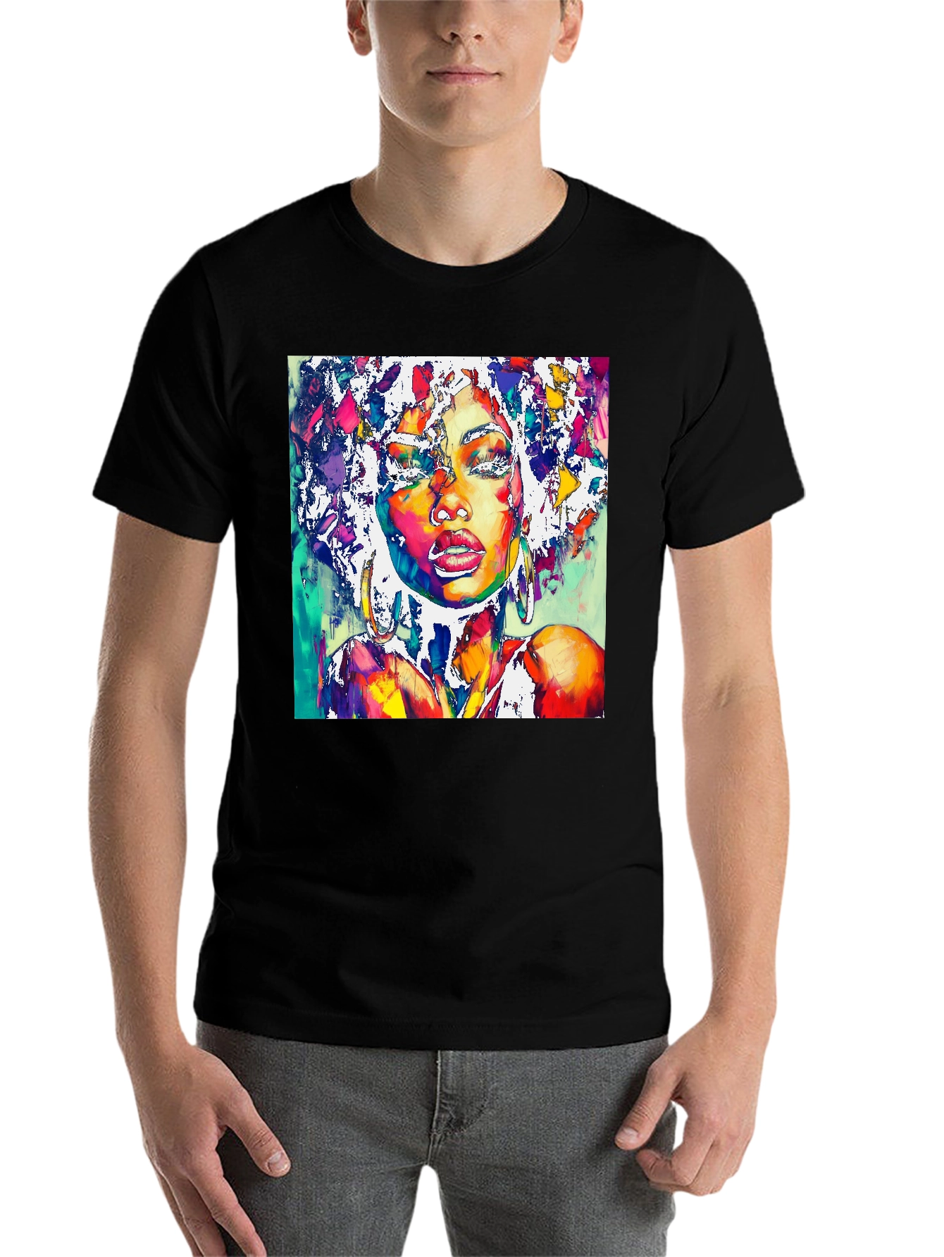 Black Vibrant Woman Portrait Graphic T-Shirt view 7