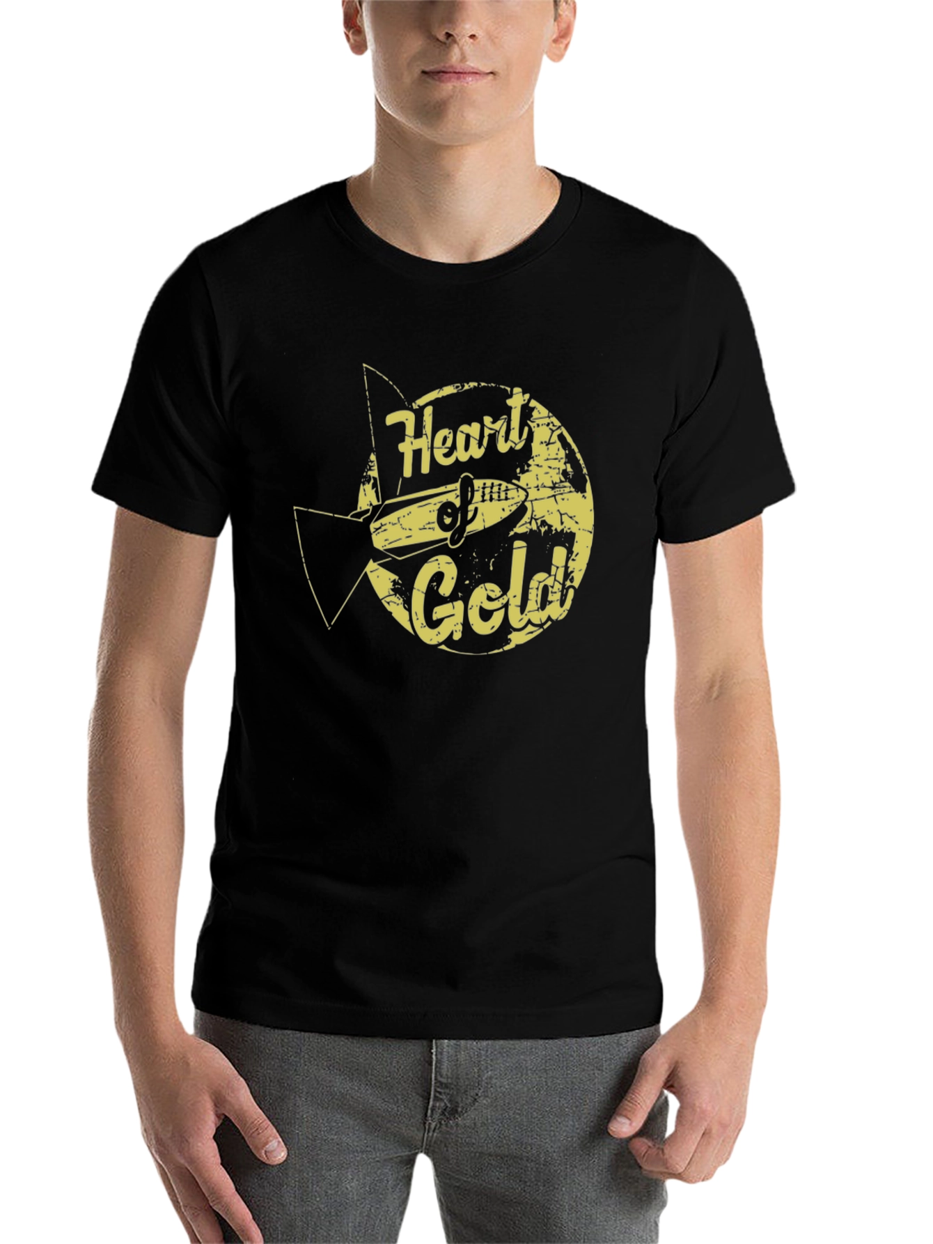 Black Heart of Gold Graphic T-Shirt - Black Crew Neck view 7