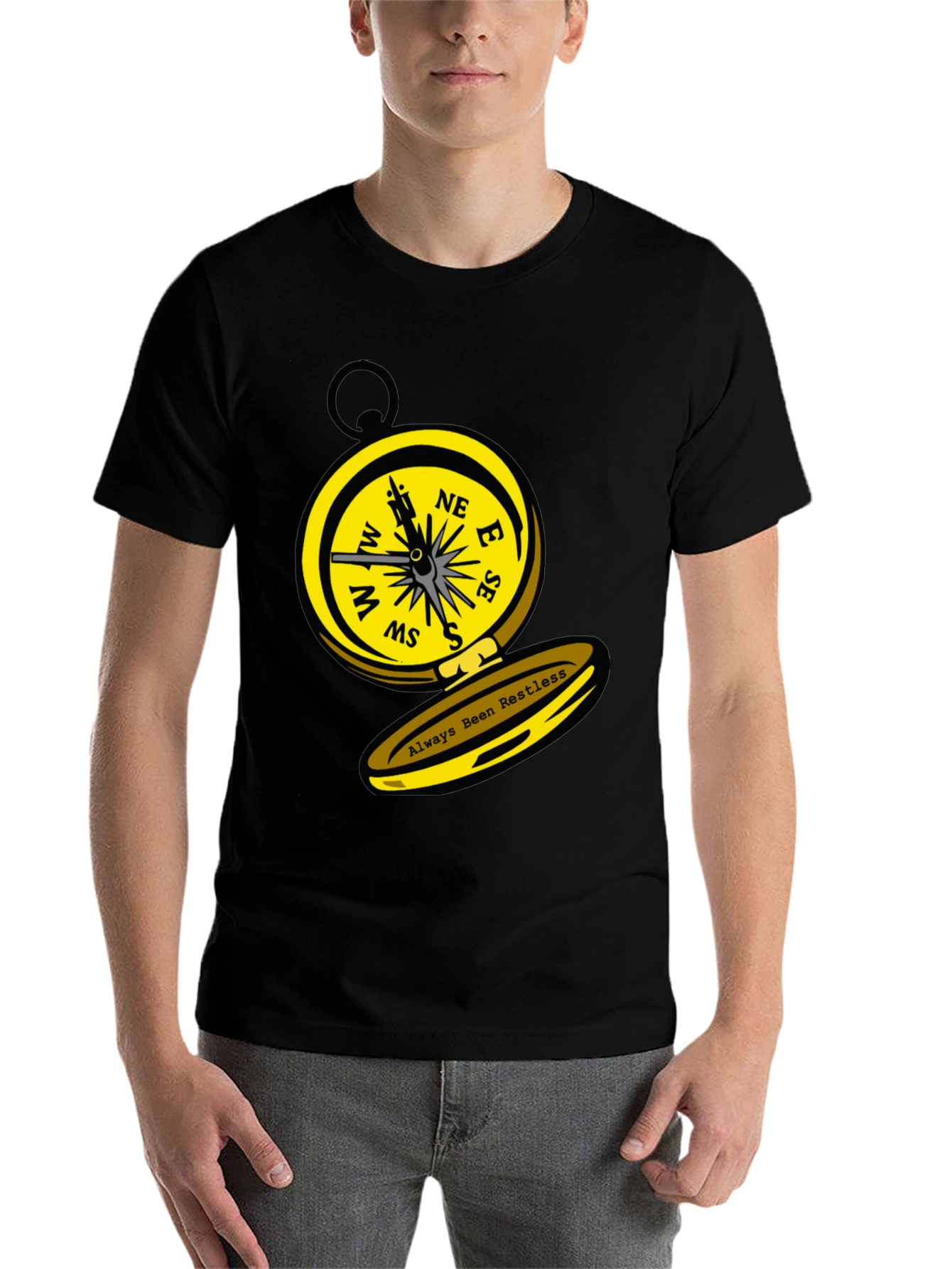 Black Always Been Restless Compass Graphic T-Shirt view 7