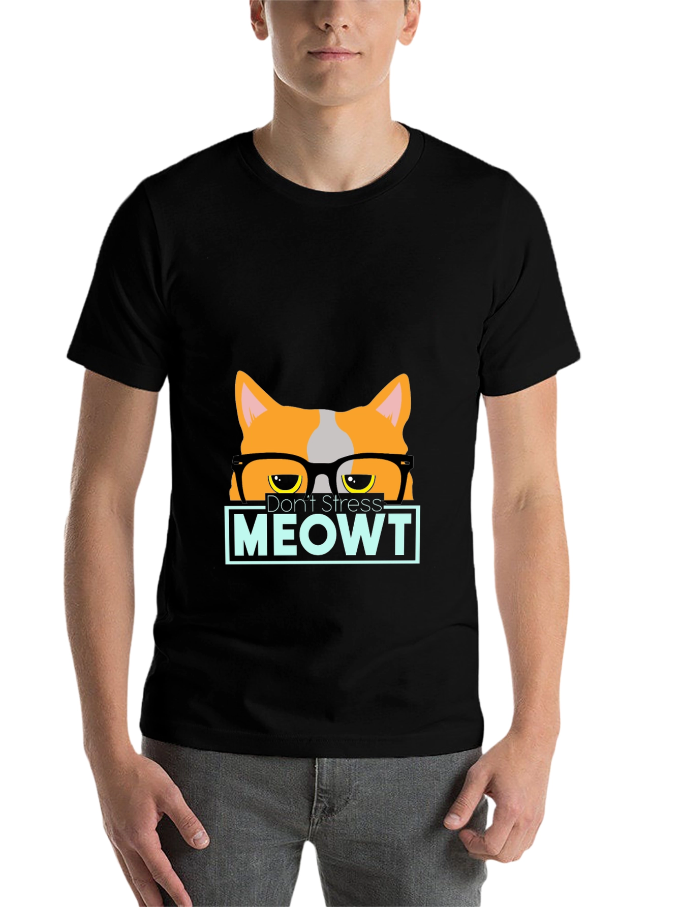 Black Don't Stress MEOWT Cat Graphic Tee view 7