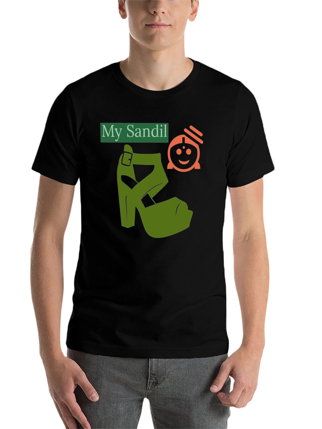 Black Novelty T-Shirt: "My Sandil" Graphic Tee view 7