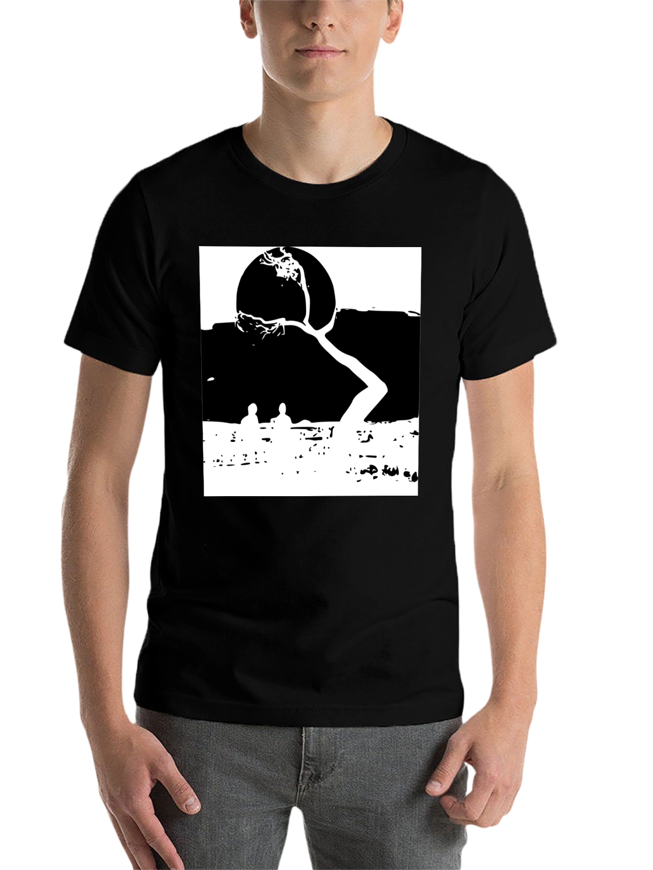 Abstract Nature Graphic Black T-Shirt - 7