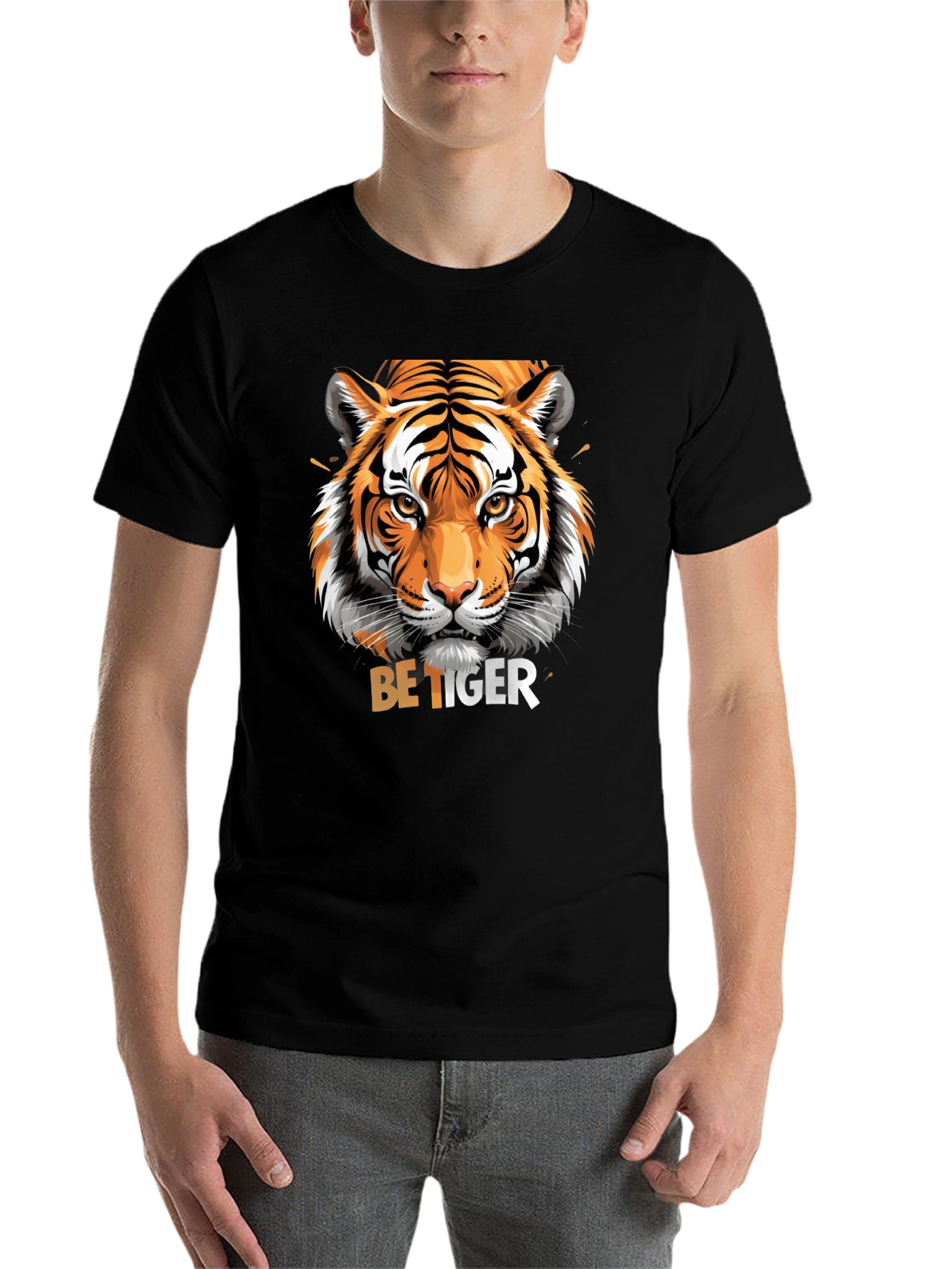 Black Be Tiger Graphic T-Shirt - Stylish Animal Print Tee view 7