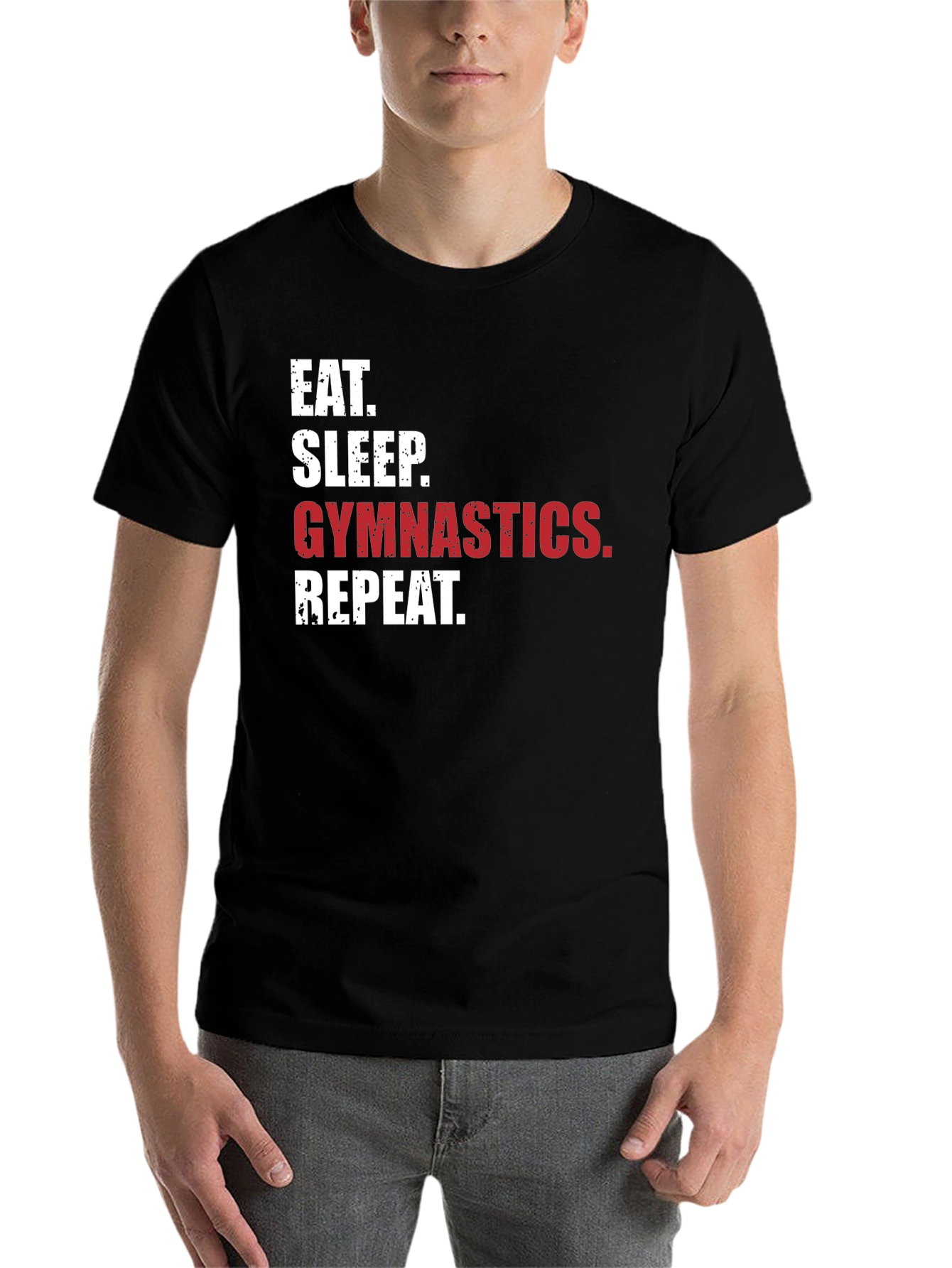 Black Eat Sleep Gymnastics Repeat Black T-Shirt view 7