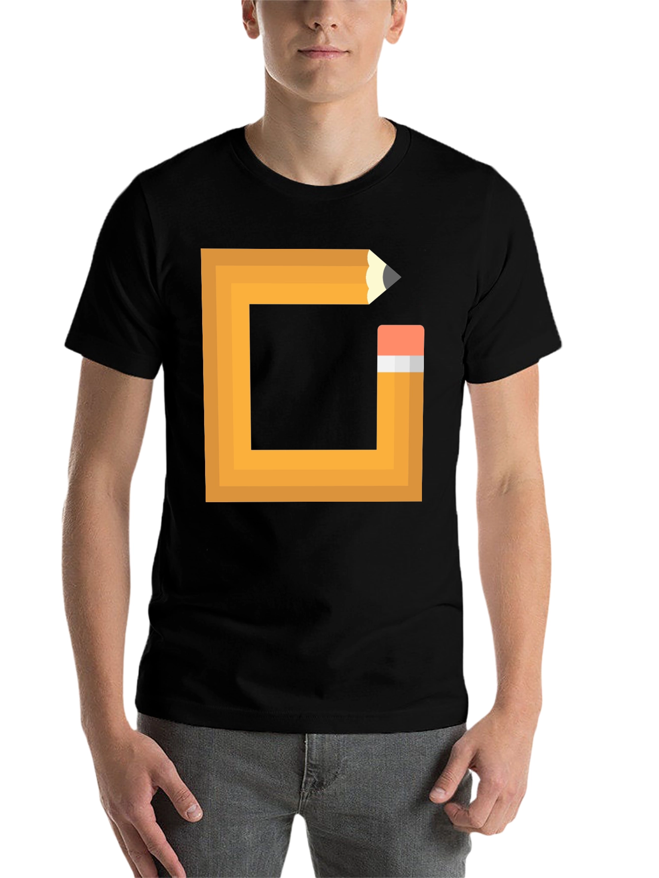Black Pencil Design Black T-Shirt - Graphic Tee view 7